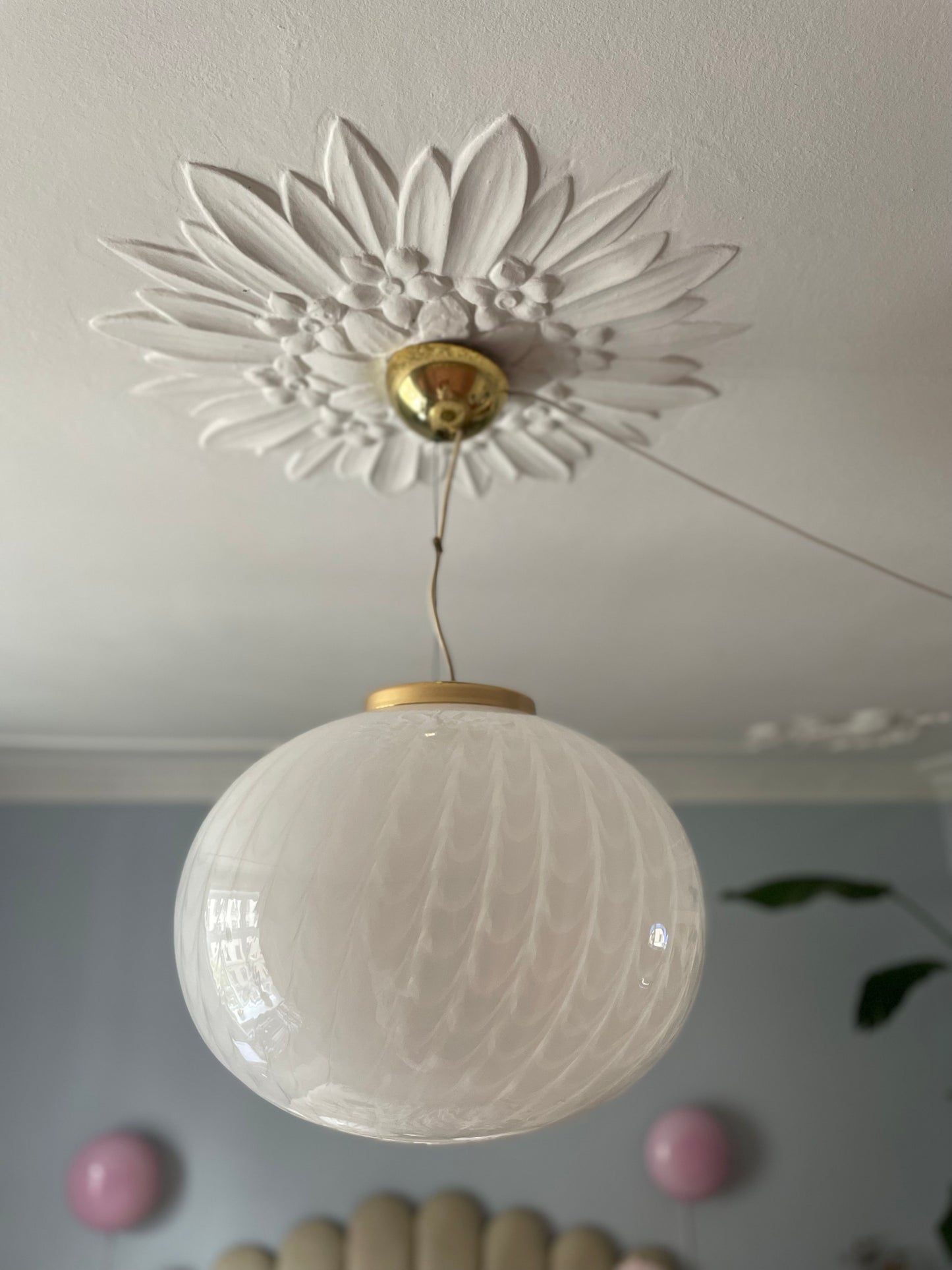Vintage Murano loftlampe hvid
