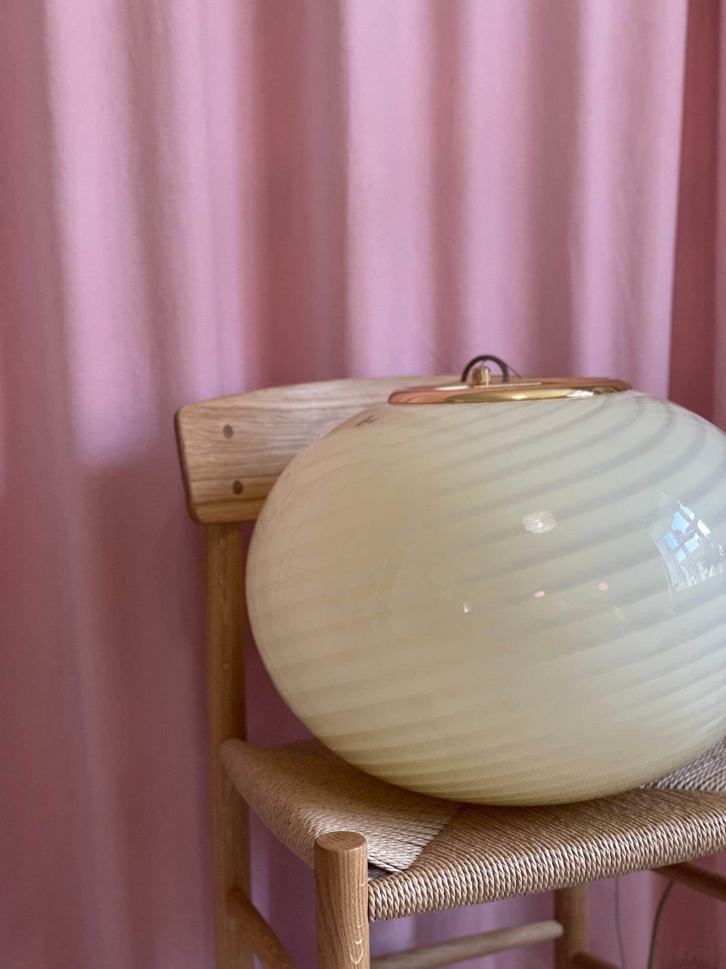 Gul vintage Vetri Murano loftlampe 45cm