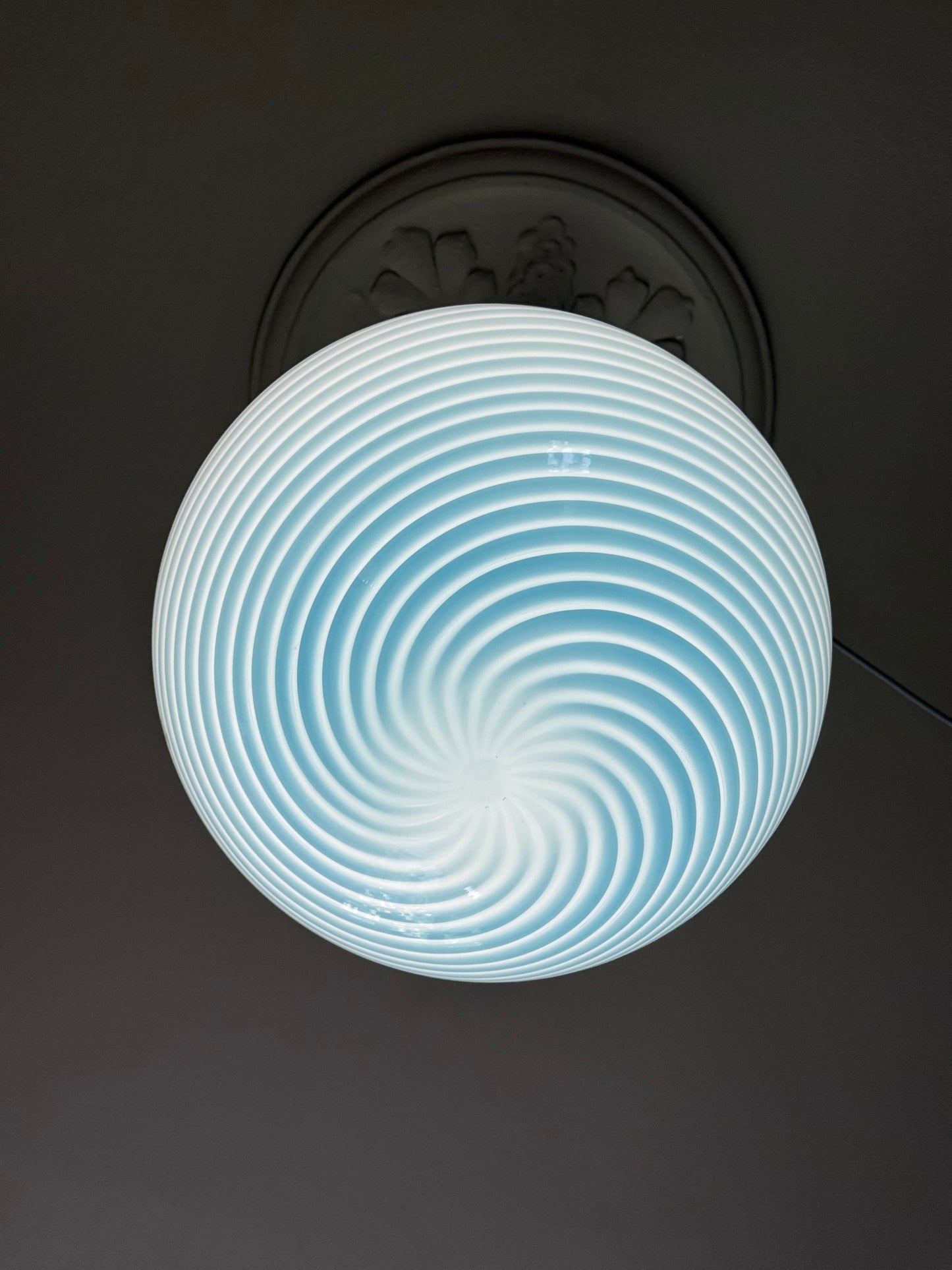 Vintage Vetri Murano blå pendel loftlampe 40cm