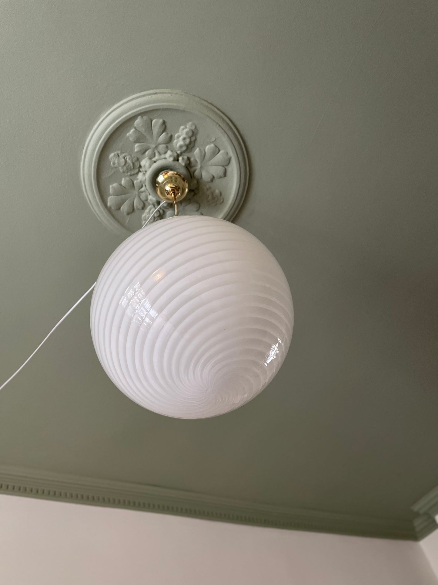 Hvid swirl vintage vetri Murano pendel 35cm