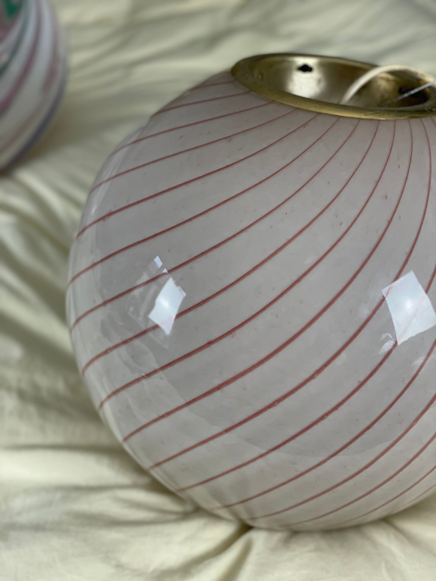 Vintage Murano loftlampe med pink striber