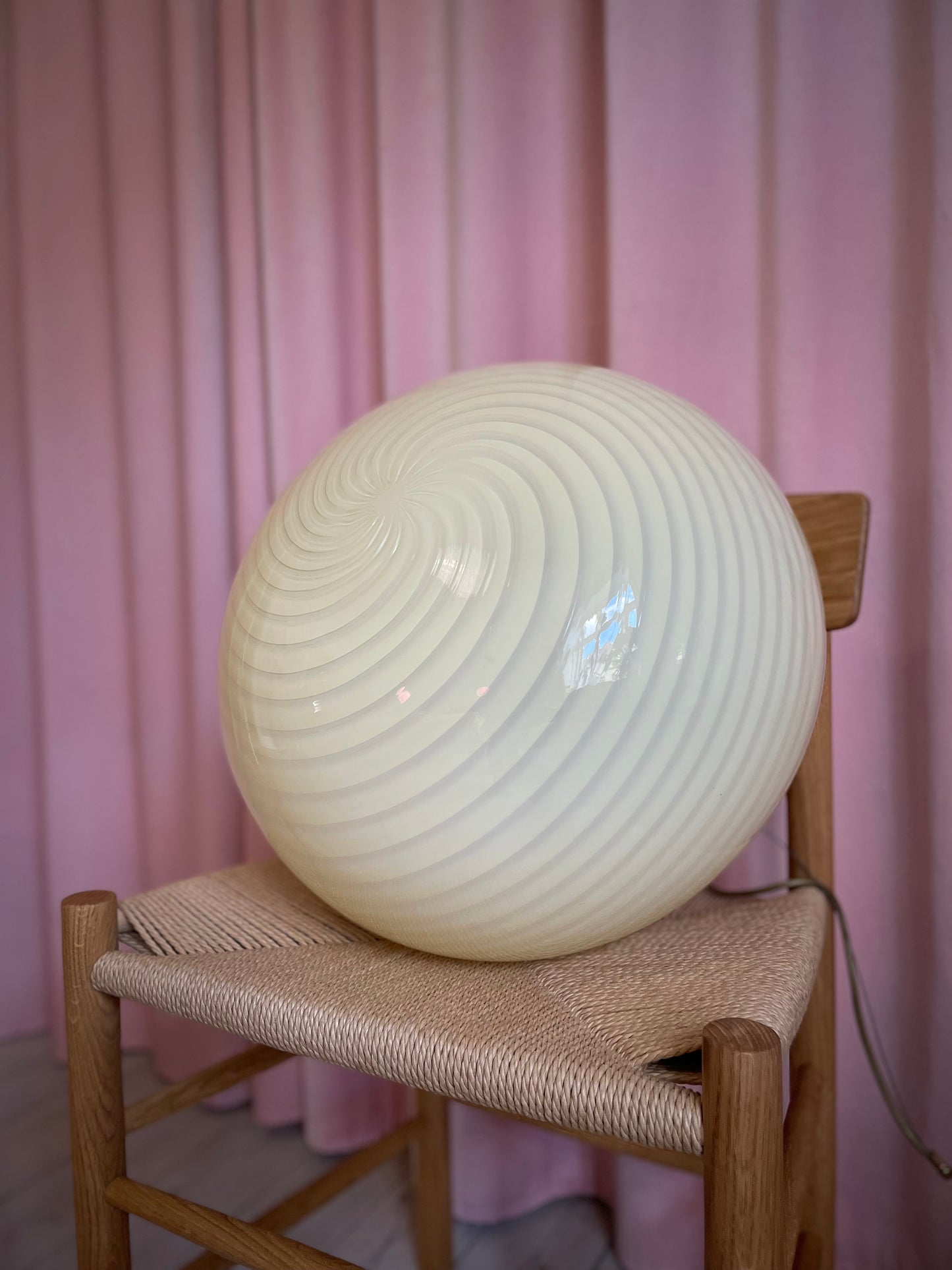 Gul vintage Vetri Murano loftlampe 45cm