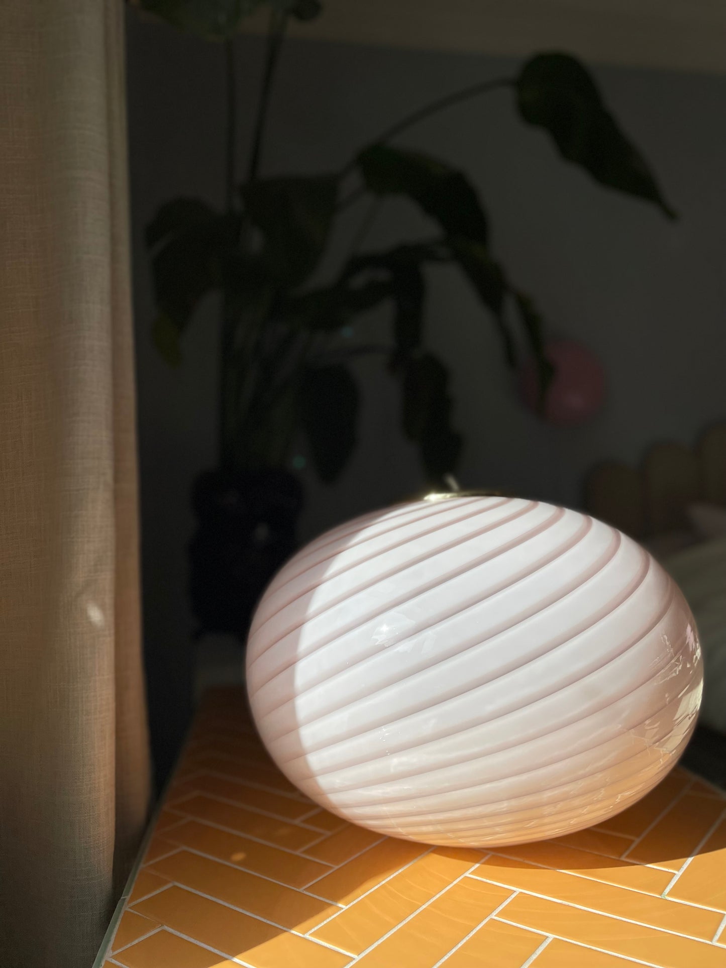 Vintage Murano lyserød pendel 45cm