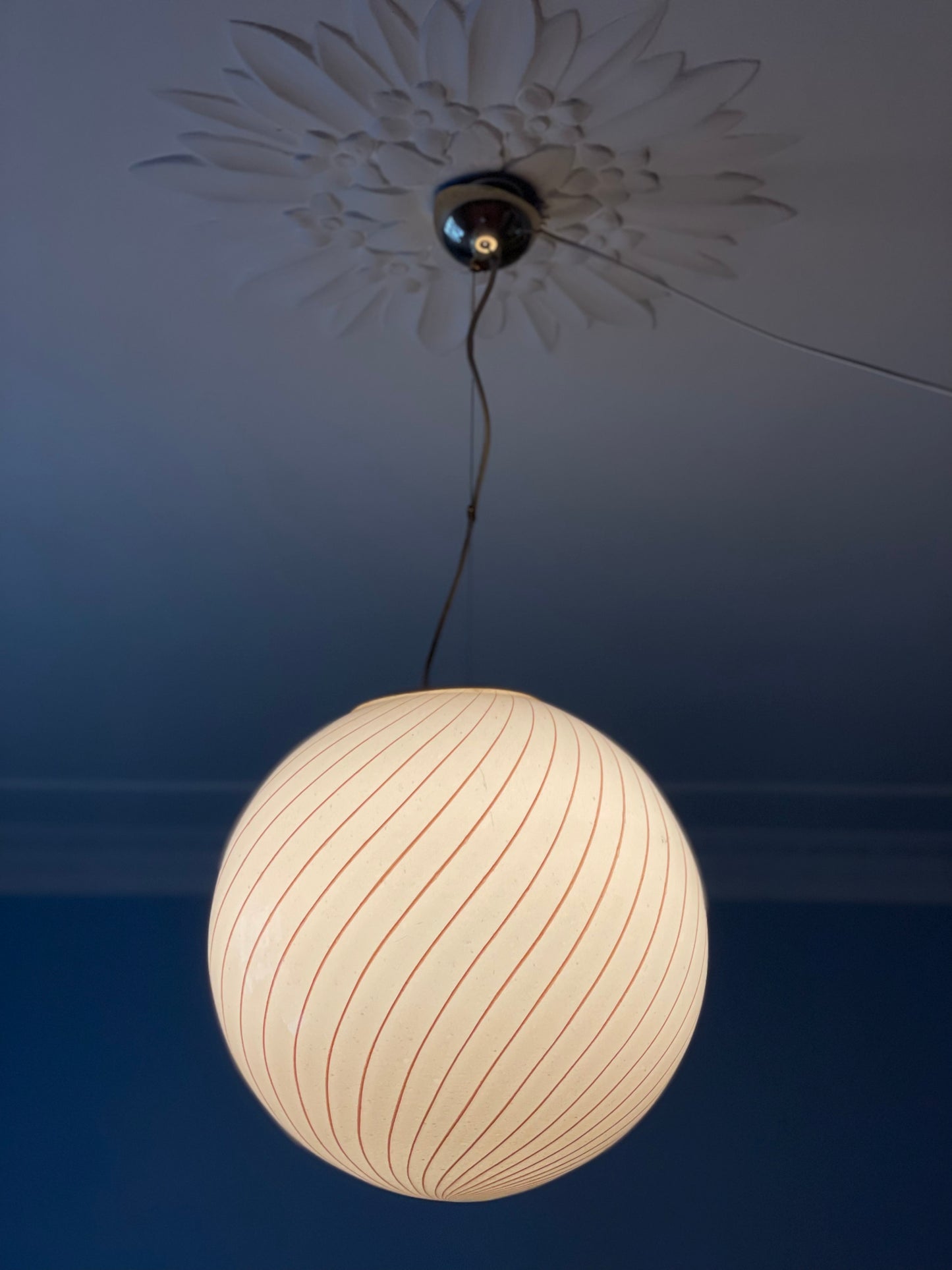 Vintage Murano loftlampe med pink striber
