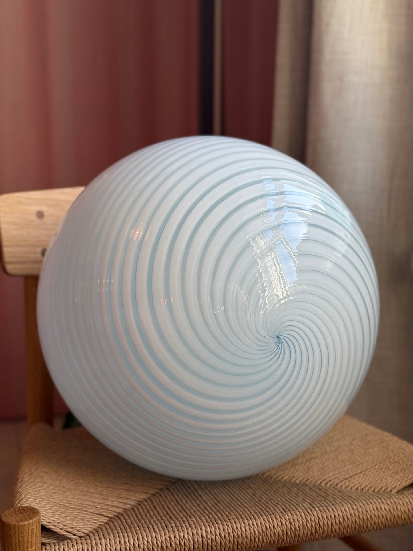 Lyseblå vintage Murano loftlampe