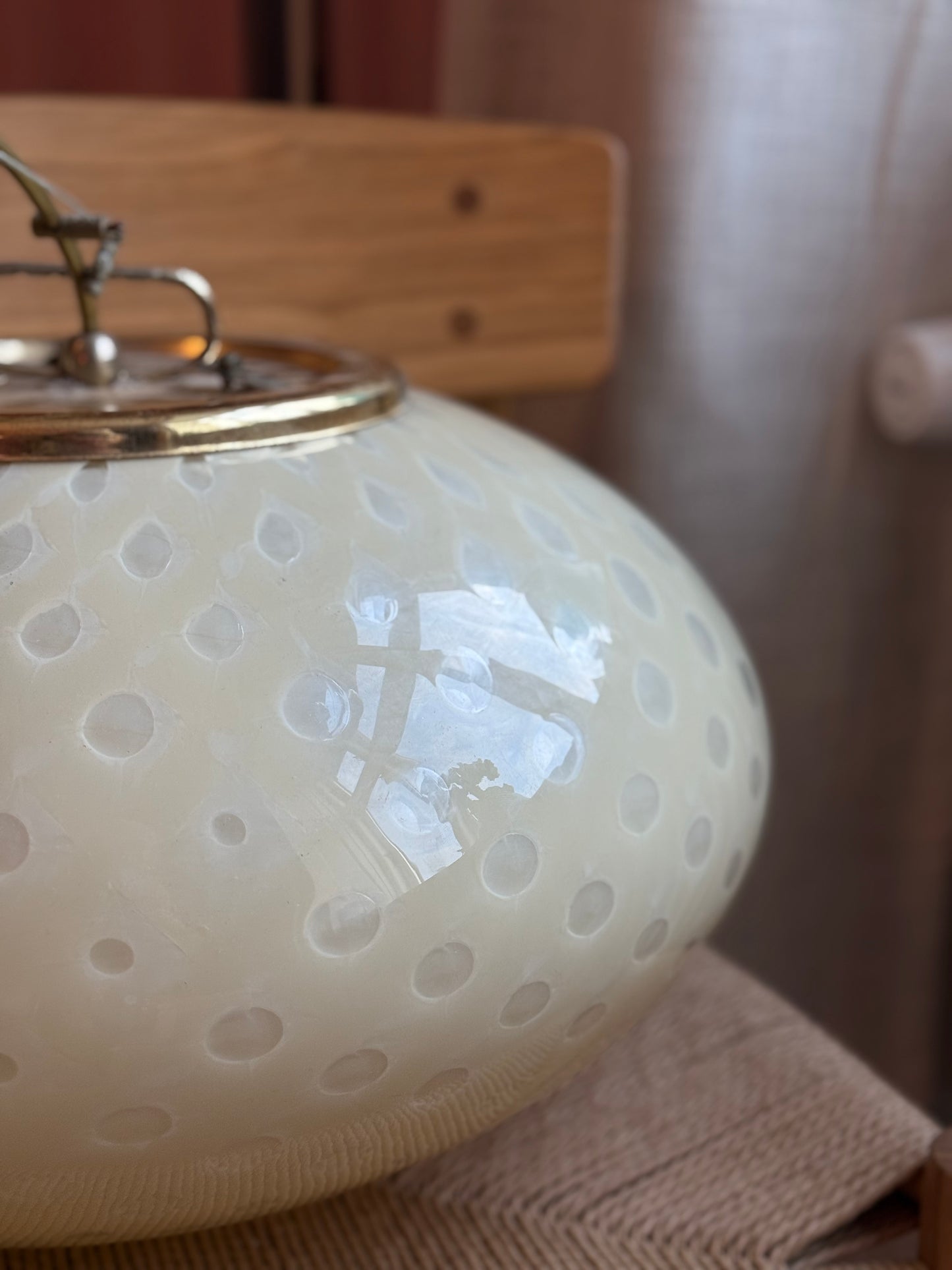 Vintage Murano oval gul måne pendel Loftlampe 45cm