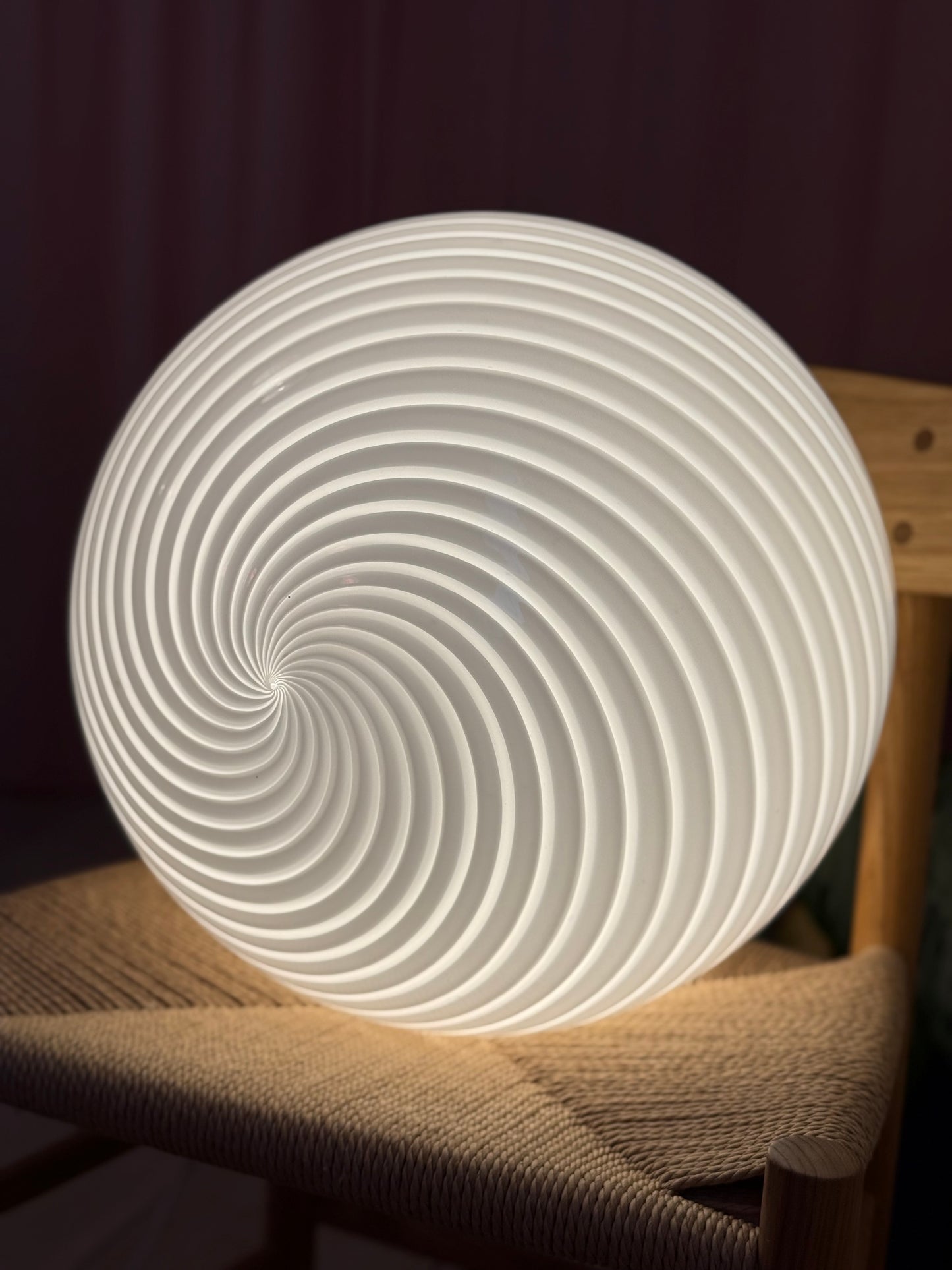 Vintage murano hvid swirl pendel loftlampe 40cm