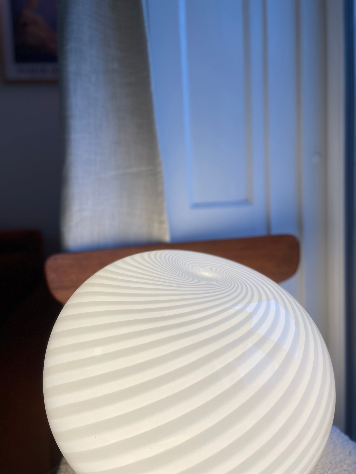 Vintage Murano hvid swirl loftlampe