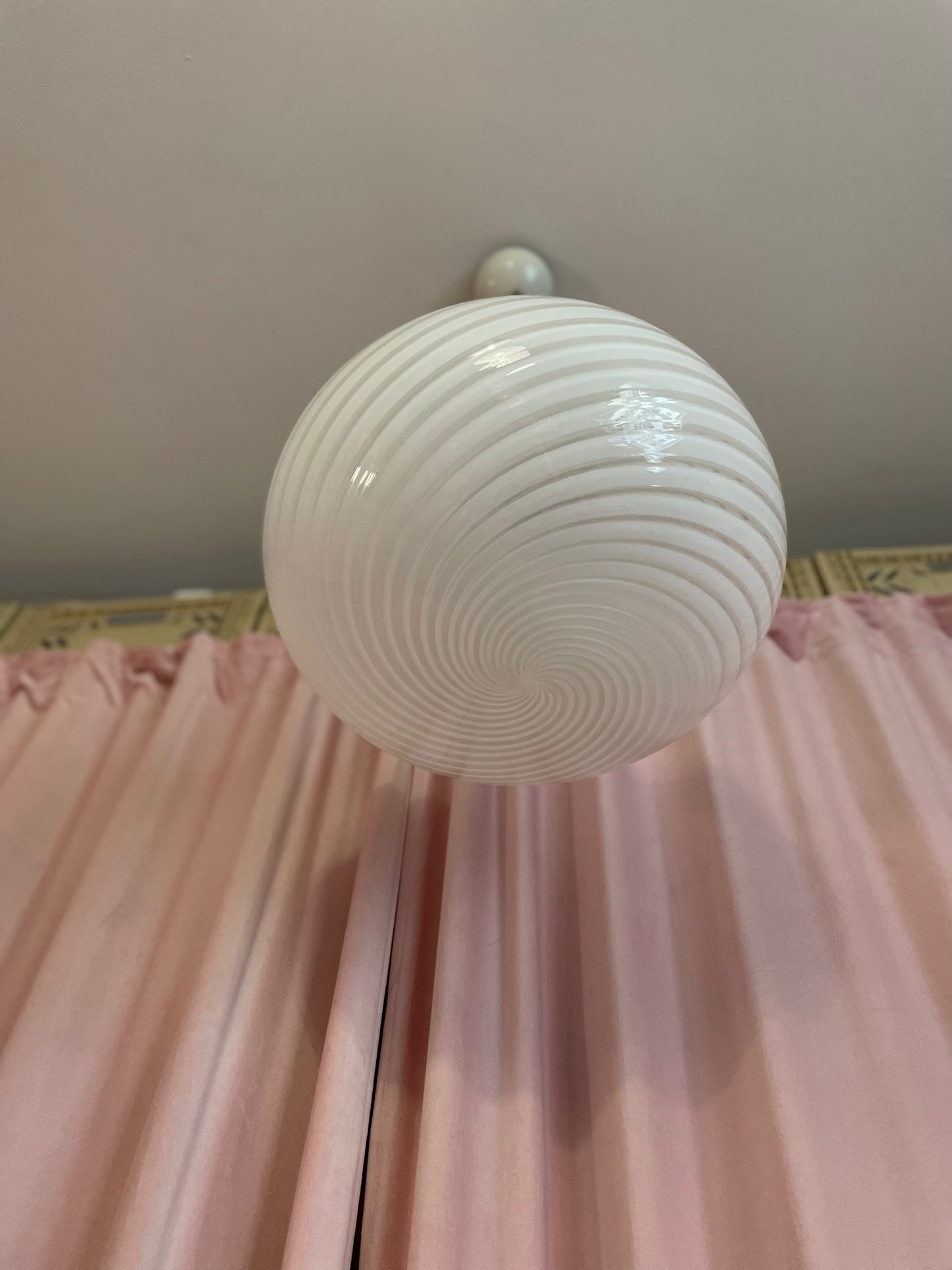 Hvid swirl vintage Murano Pendel 40cm