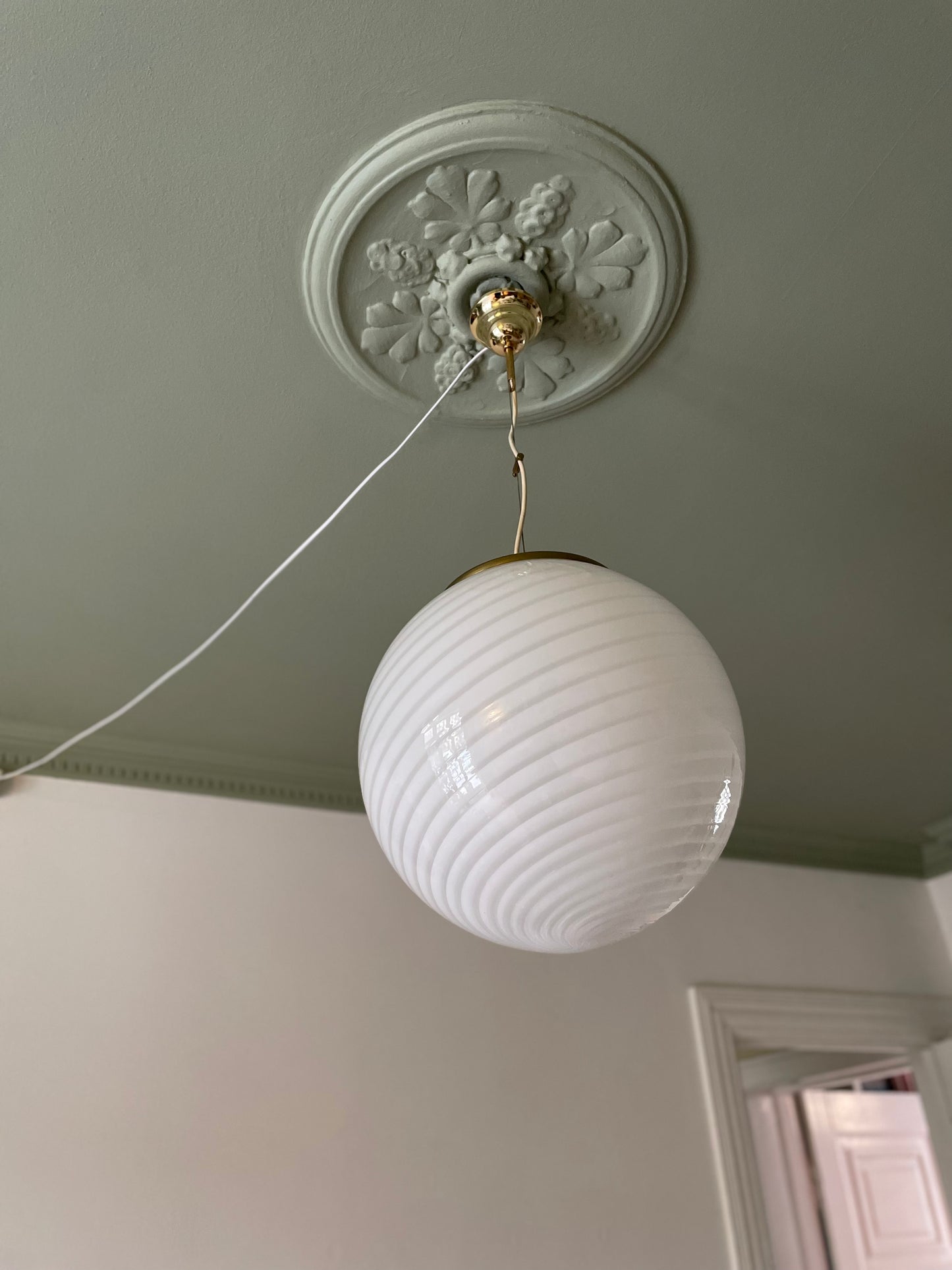 Hvid swirl vintage vetri Murano pendel 35cm