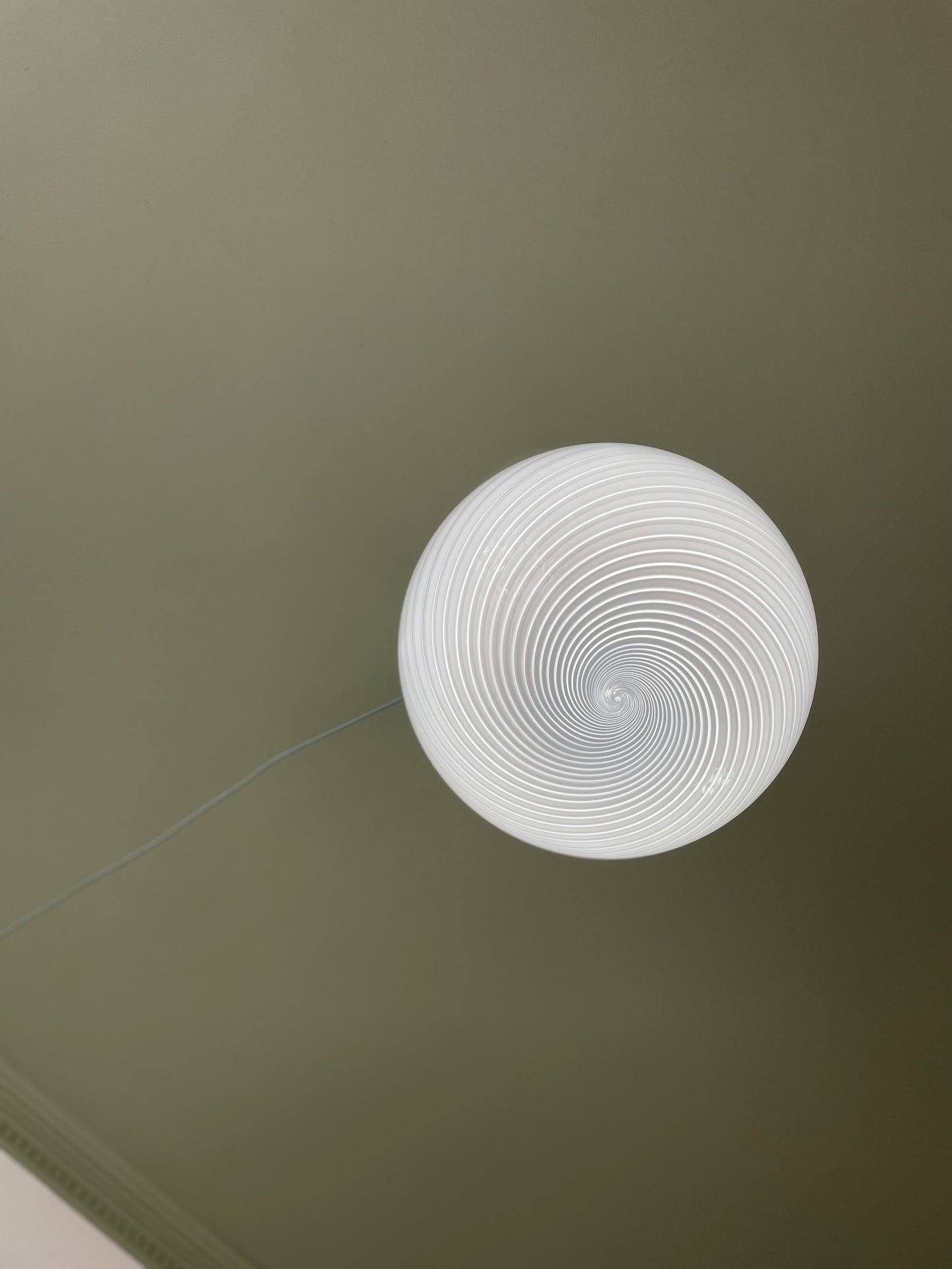 Vintage Murano hvid swirl pendel loftlampe 45cm