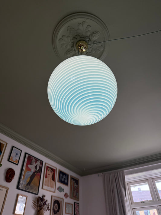 Vintage Vetri Murano blå pendel loftlampe 40cm