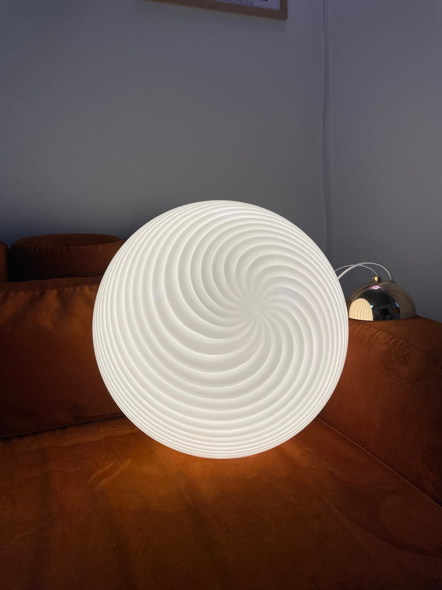 Vintage Vetri Murano 40cm loftlampe hvid swirl