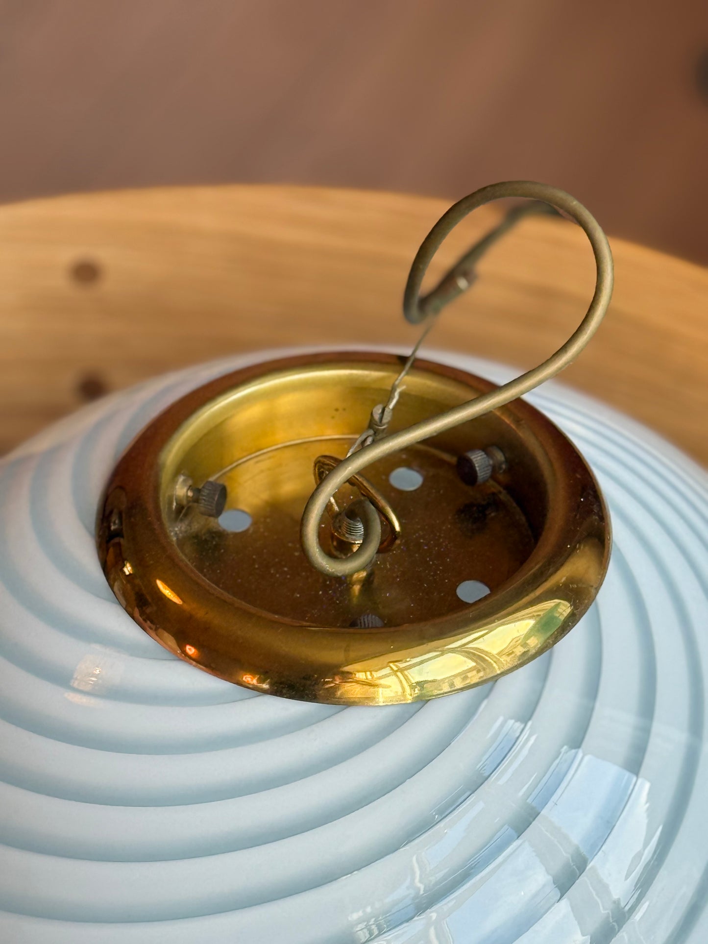 Lyseblå vintage Murano loftlampe