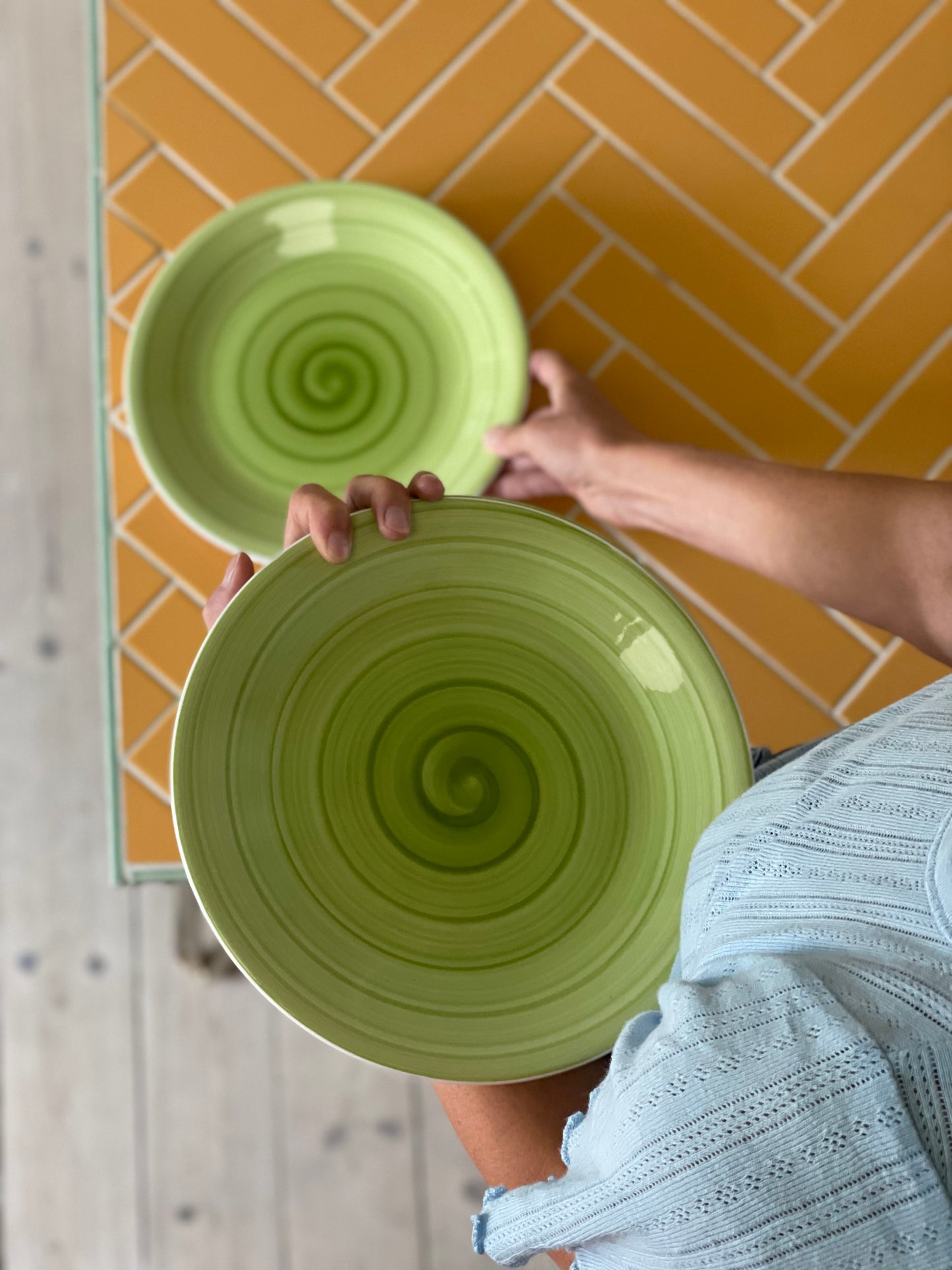 Italienske grønne swirl tallerkener