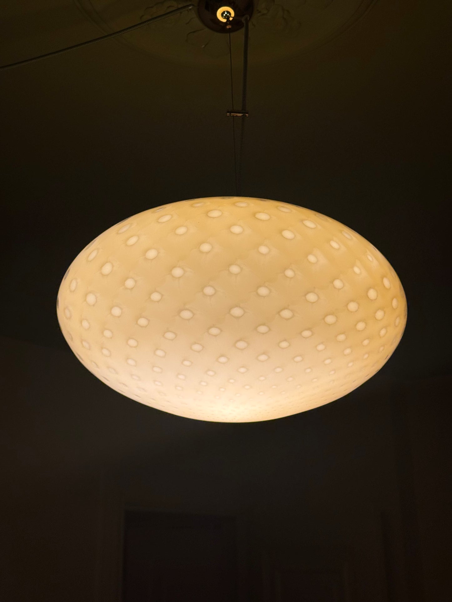 Vintage Murano oval gul måne pendel Loftlampe 45cm