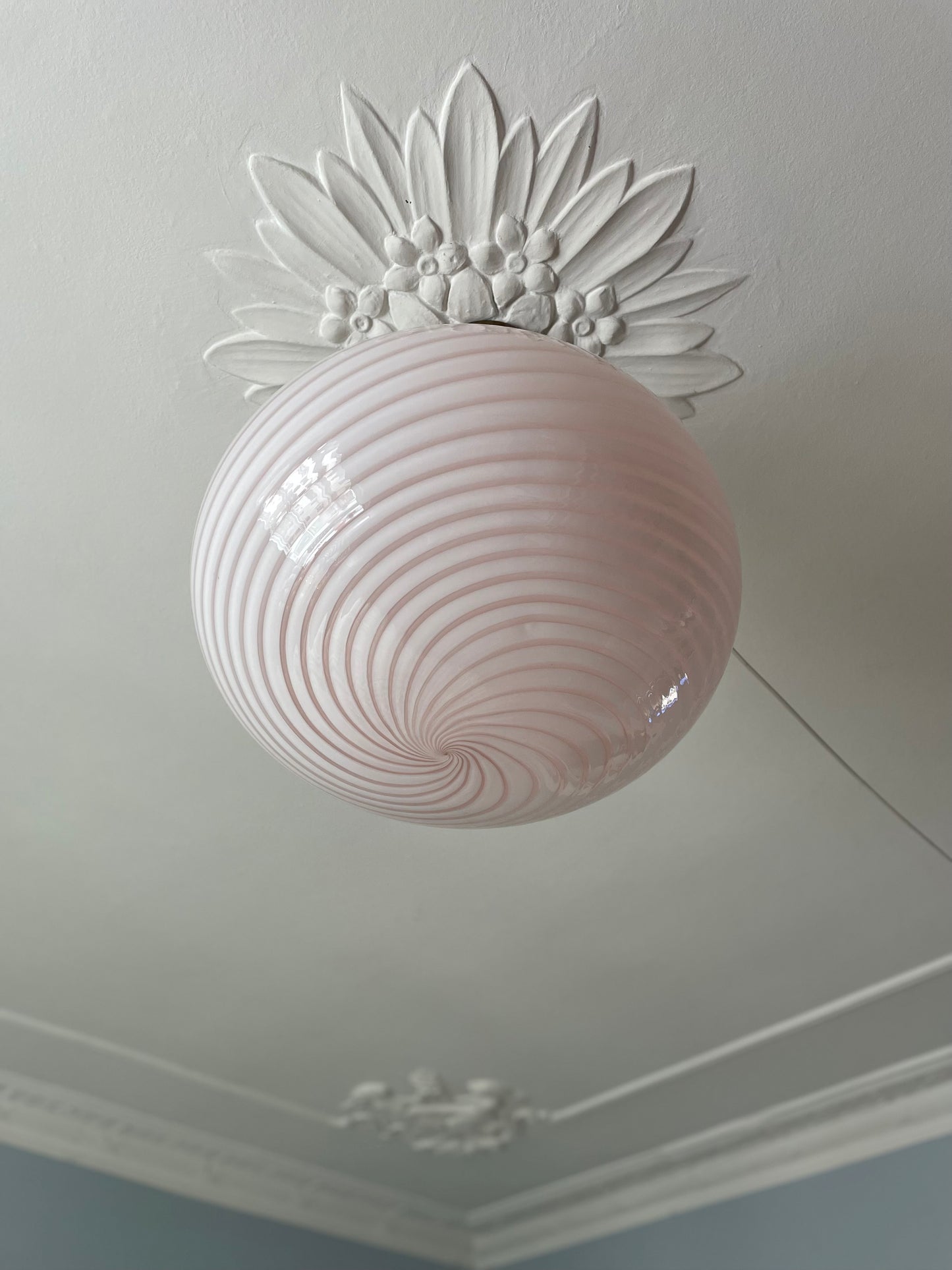 Vintage Murano lyserød pendel 45cm
