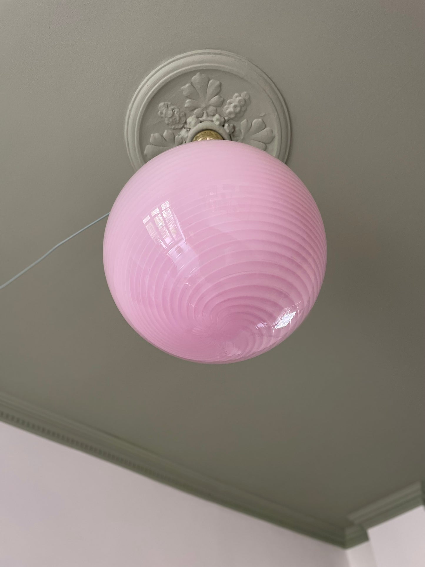 Vintage Murano bubblegum pendel 40cm