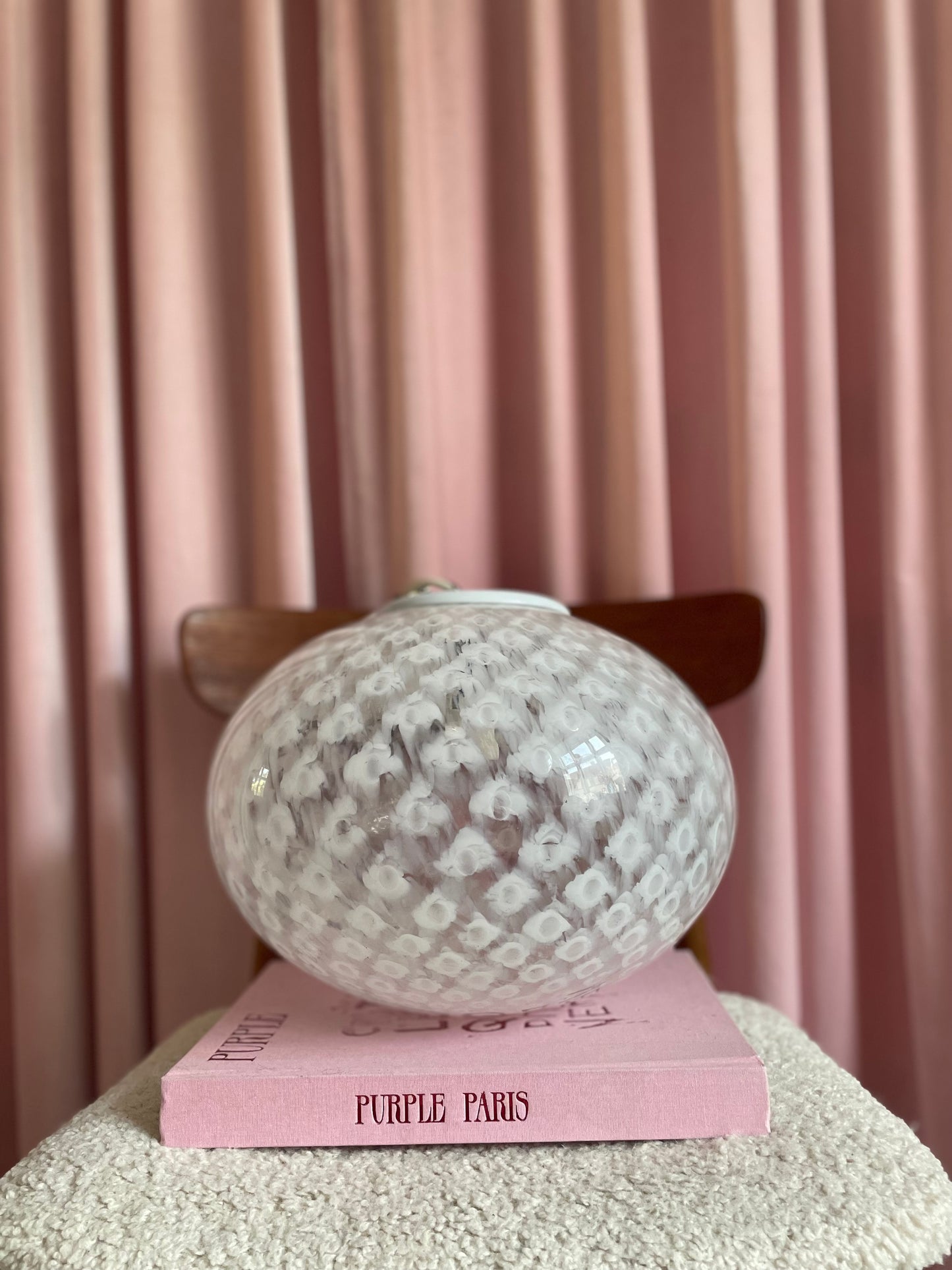 Vintage Murano spættet hvid pendel 35cm