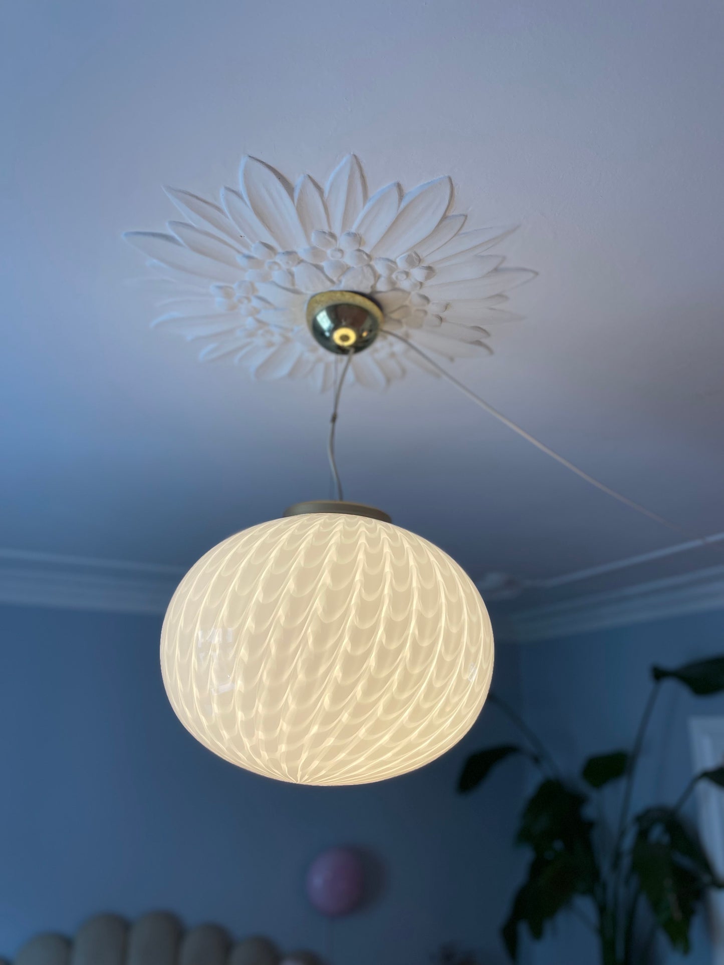 Vintage Murano loftlampe hvid