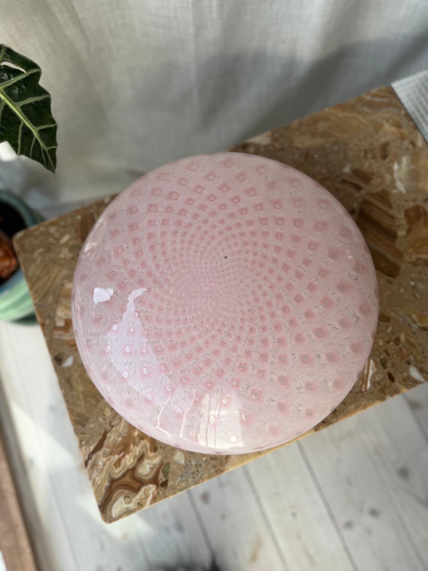 Lyserød spættet vintage Murano væglampe 37cm