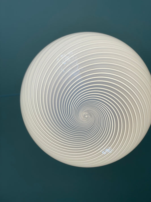 Vintage Murano white swirl pendant ceiling lamp 45cm