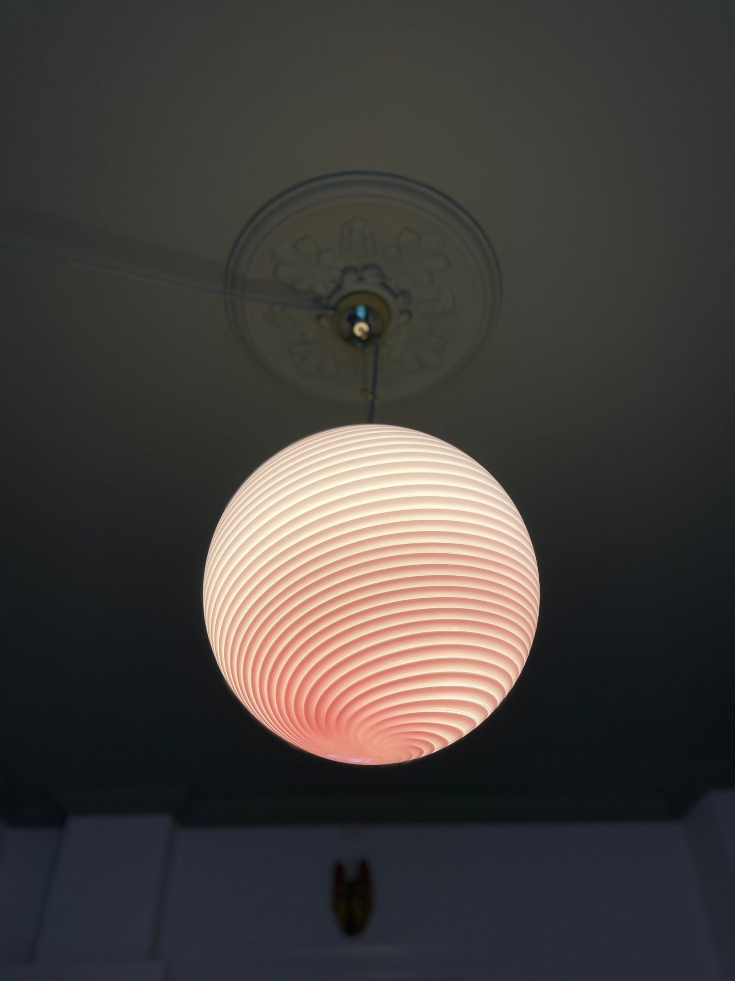 Vintage Murano bubblegum pendel 40cm
