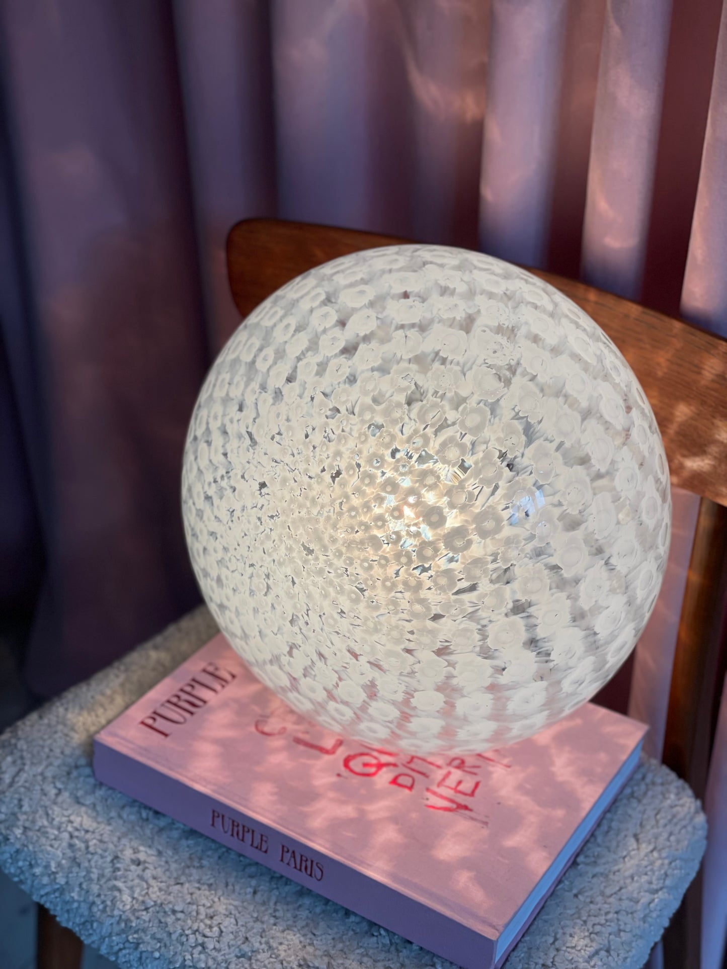 Vintage Murano spættet hvid pendel 35cm