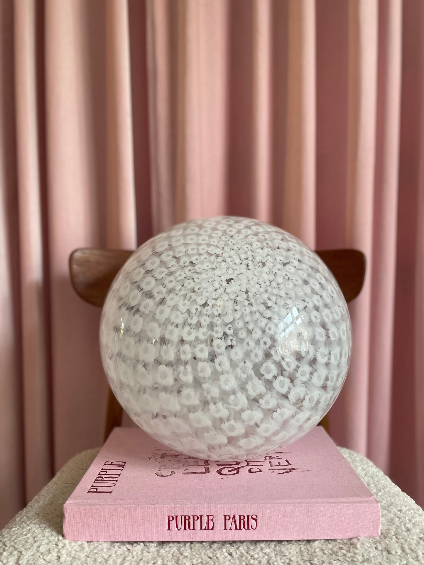 Vintage Murano spættet hvid pendel 35cm