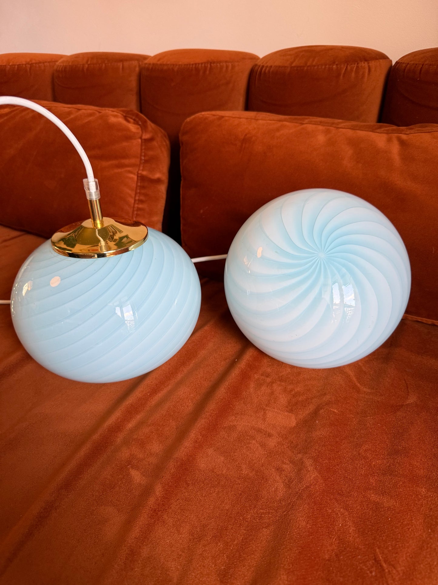 Lyseblå Murano mini pendel