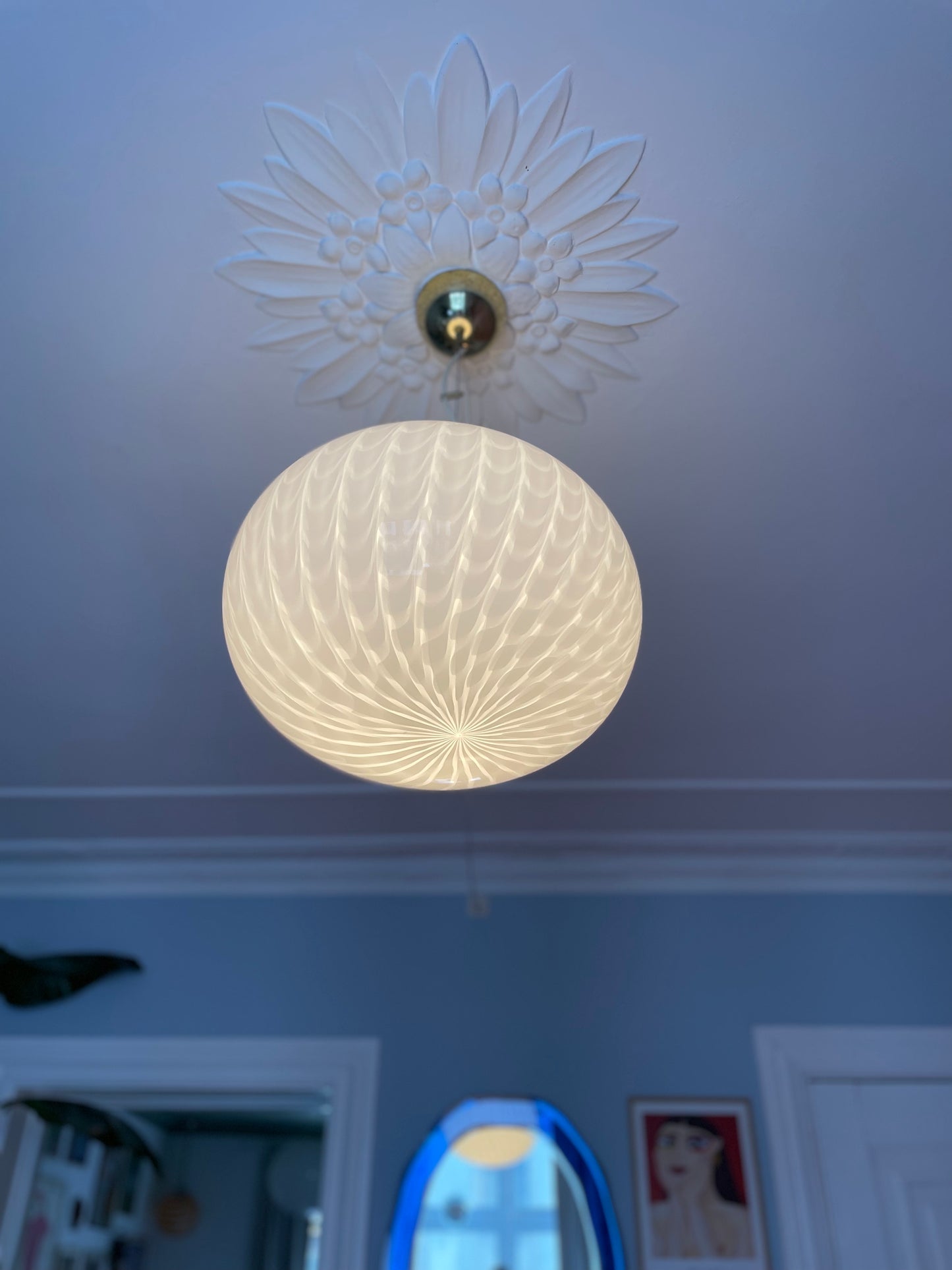 Vintage Murano loftlampe hvid