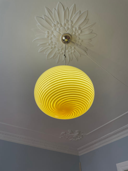 Yellow vintage Vetri Murano ceiling lamp 35cm