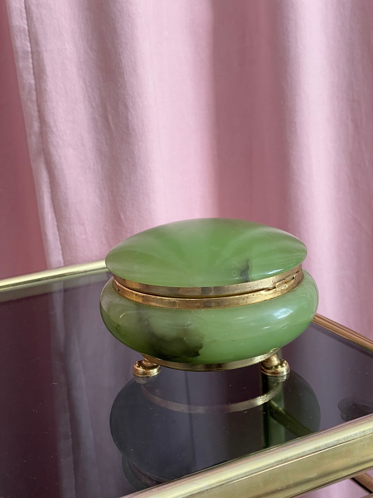 Green marble jar with gold