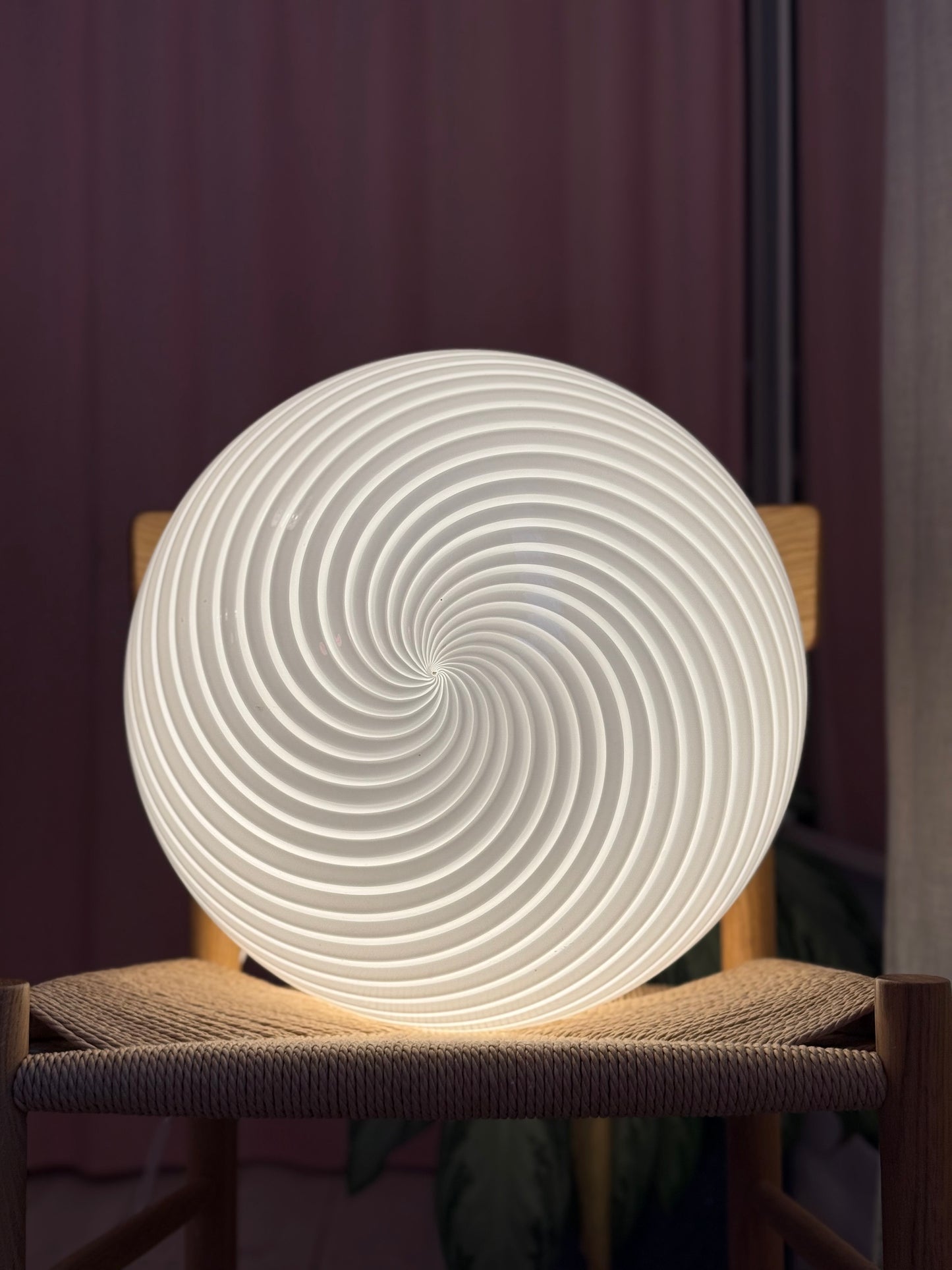 Vintage murano hvid swirl pendel loftlampe 40cm