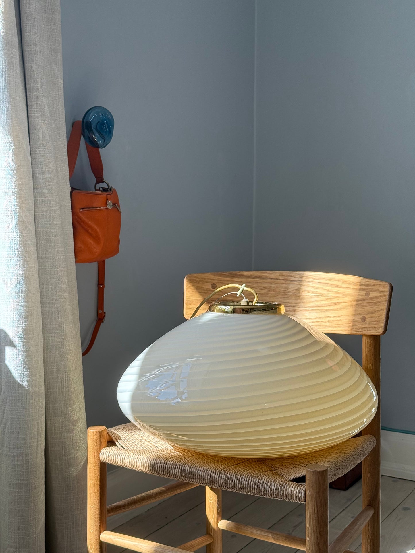 Gul vintage Murano 48cm klokkeformet pendel