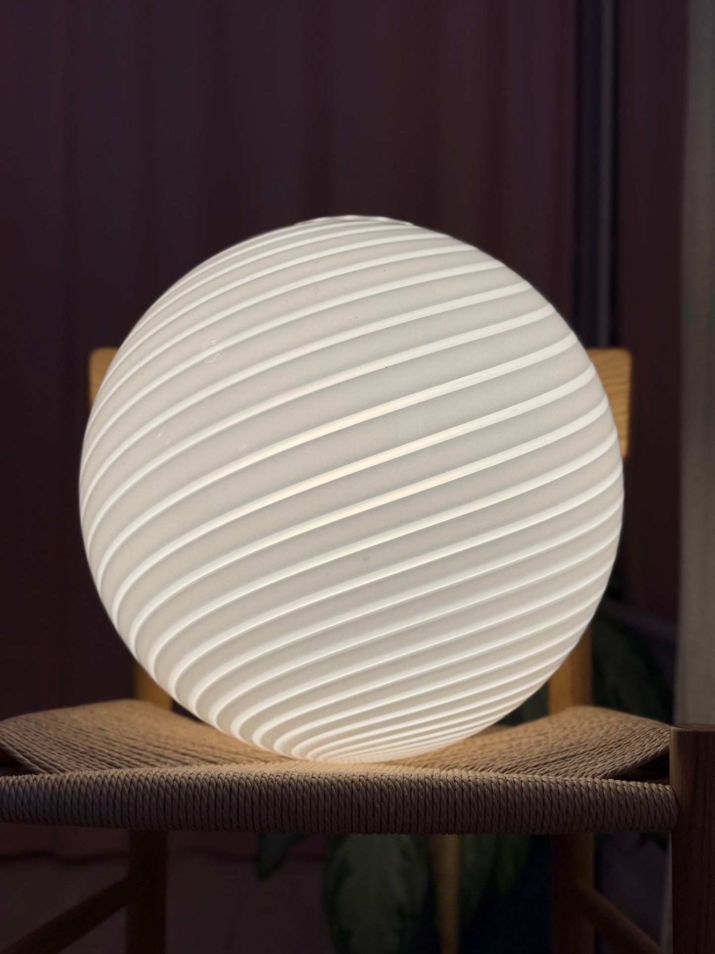 Vintage murano hvid swirl pendel loftlampe 40cm