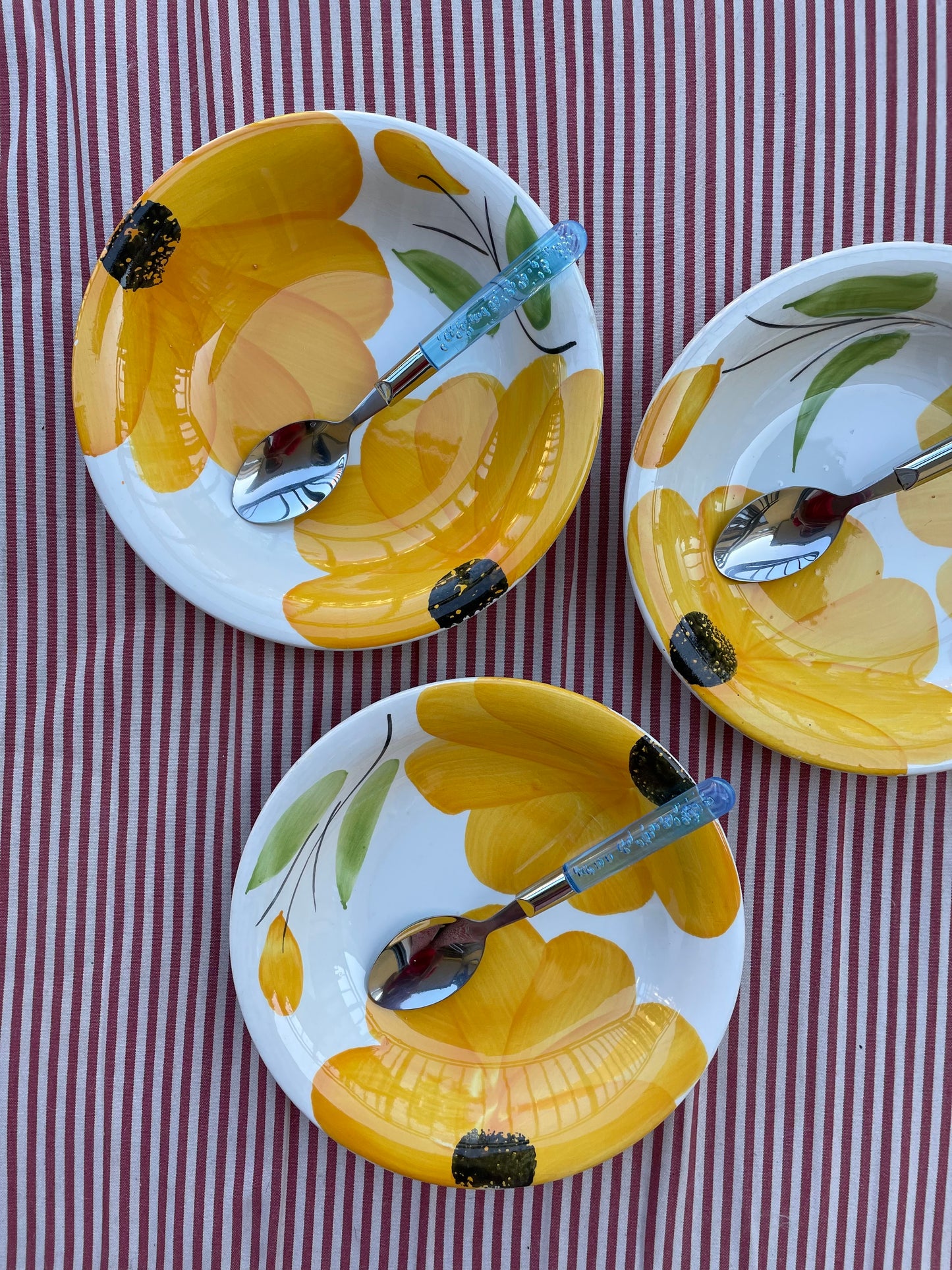 Italian deep plates with yellow flowers