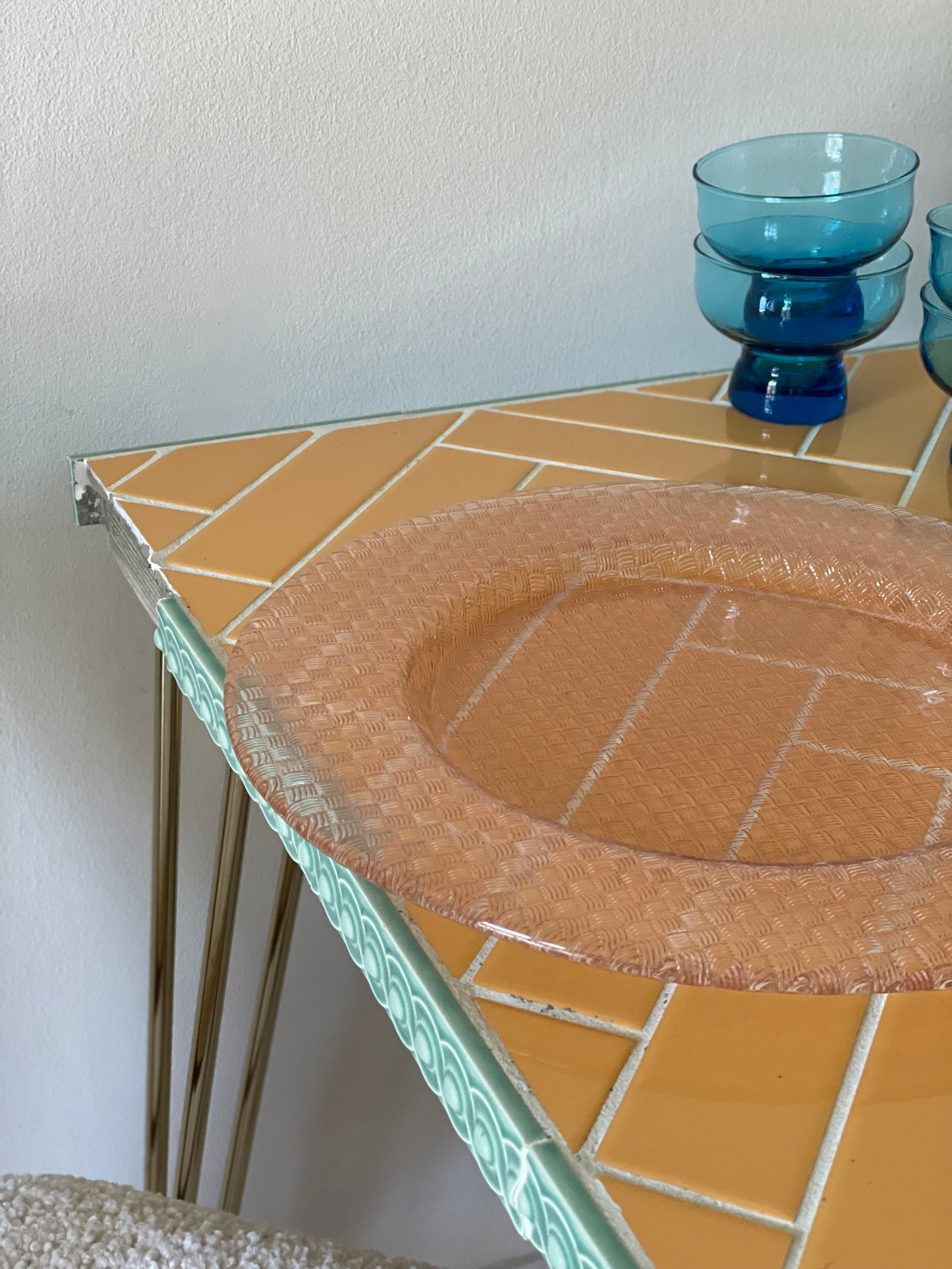 Pink checkered glass vase