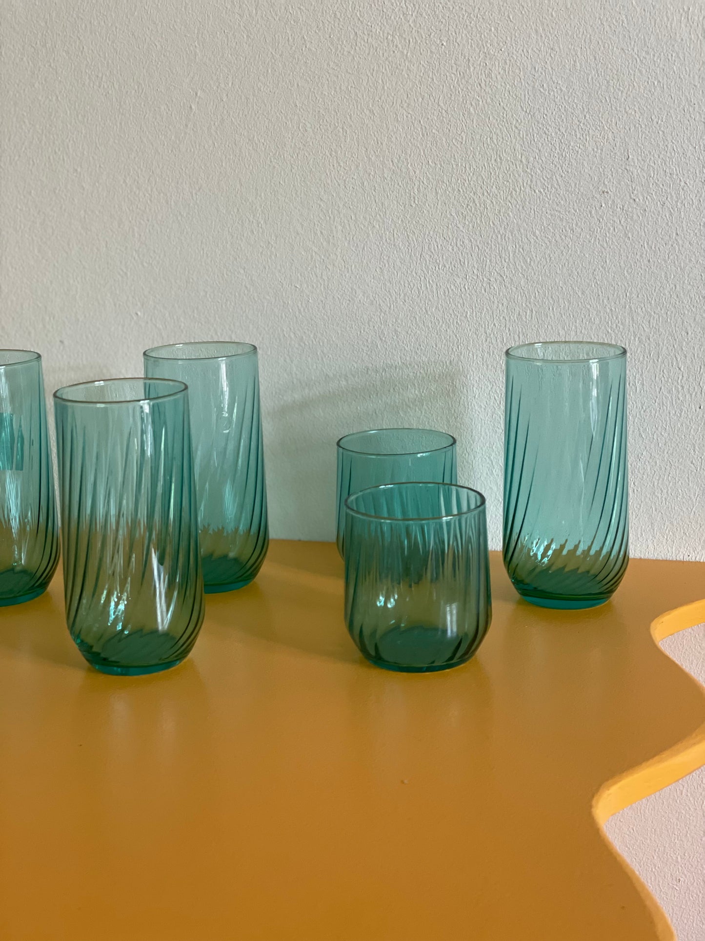 Green swirl glasses