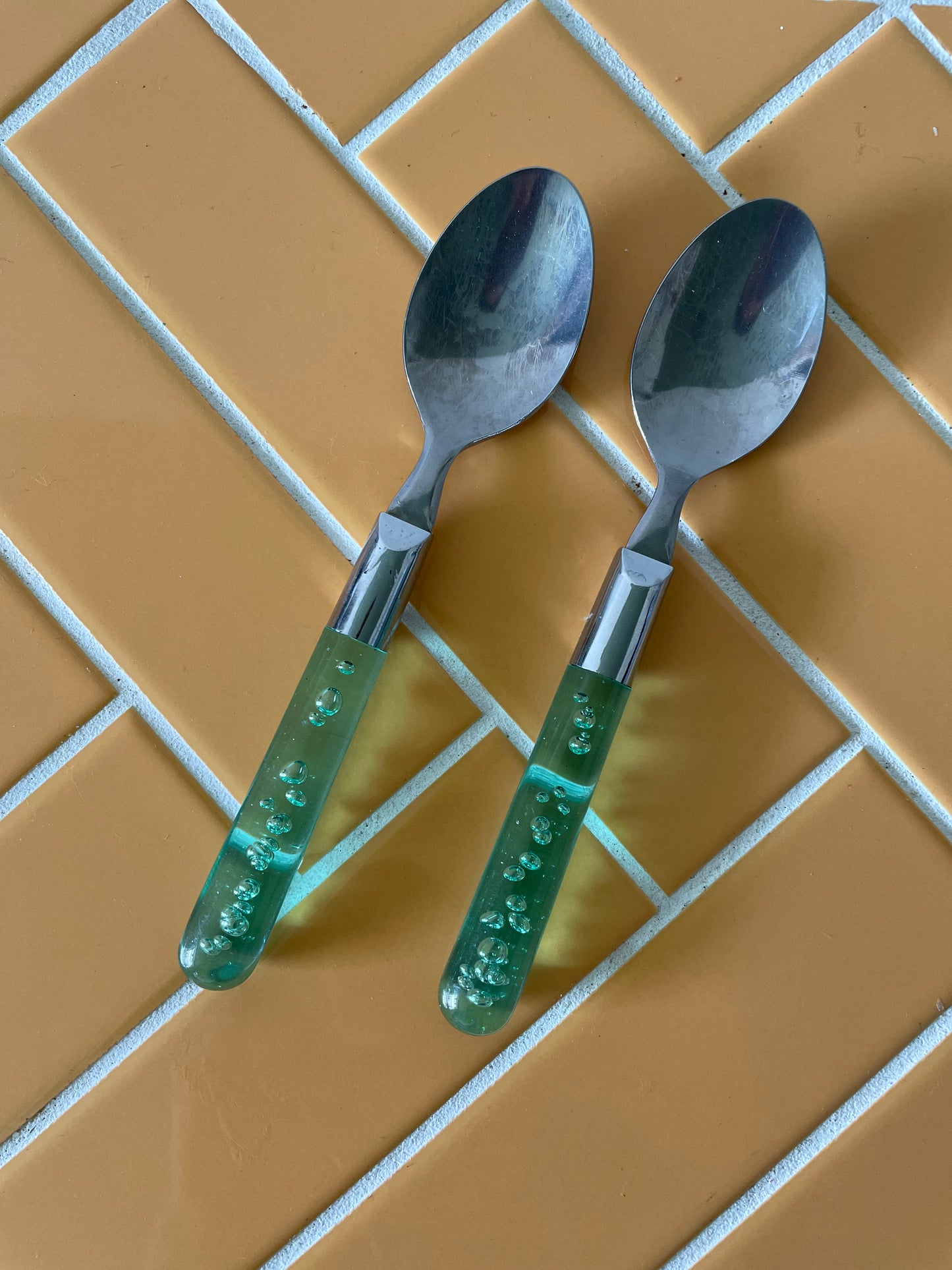 Bubble spoons - green plastic