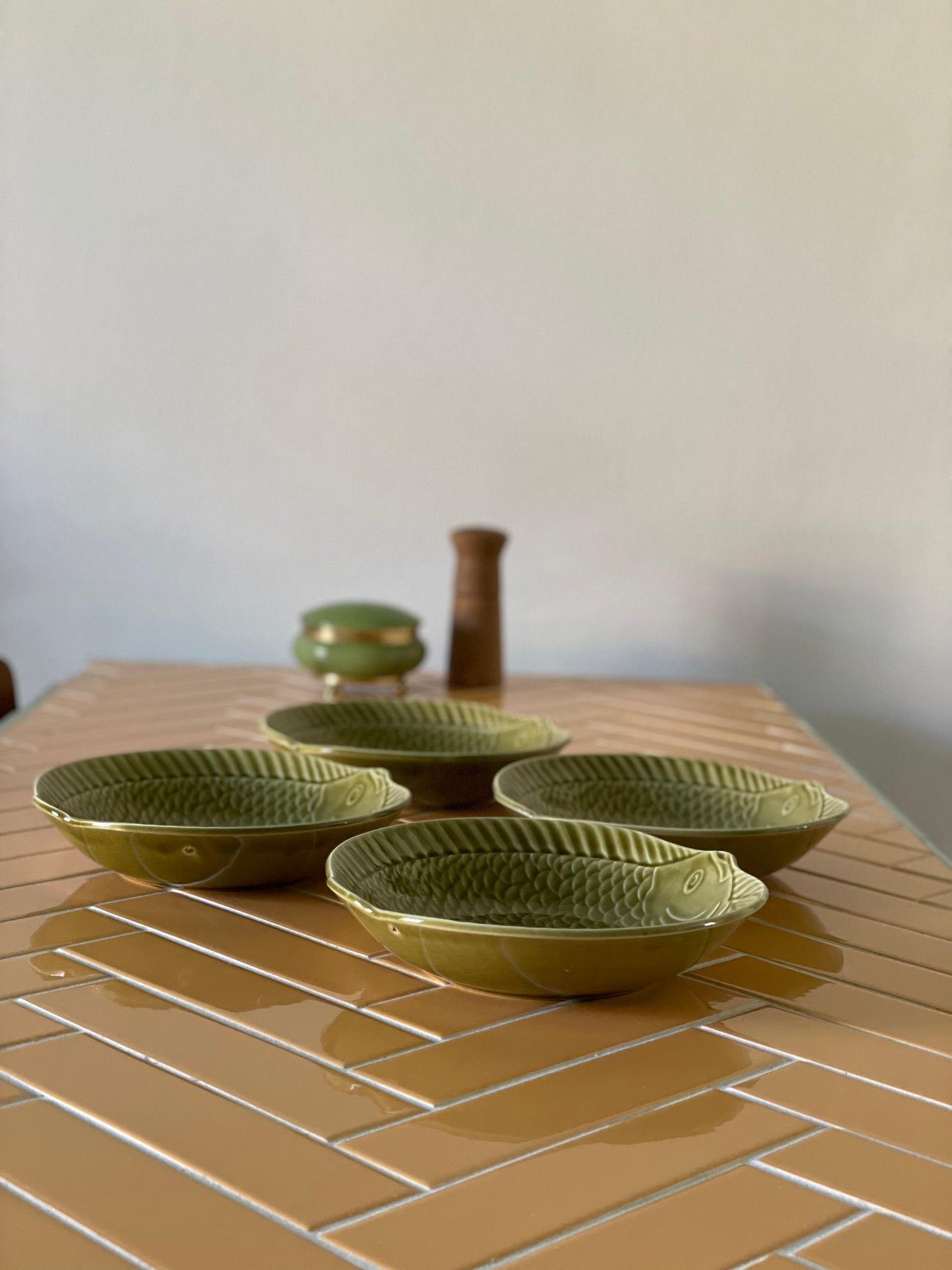 Deep brown Sarreguemines fish plates