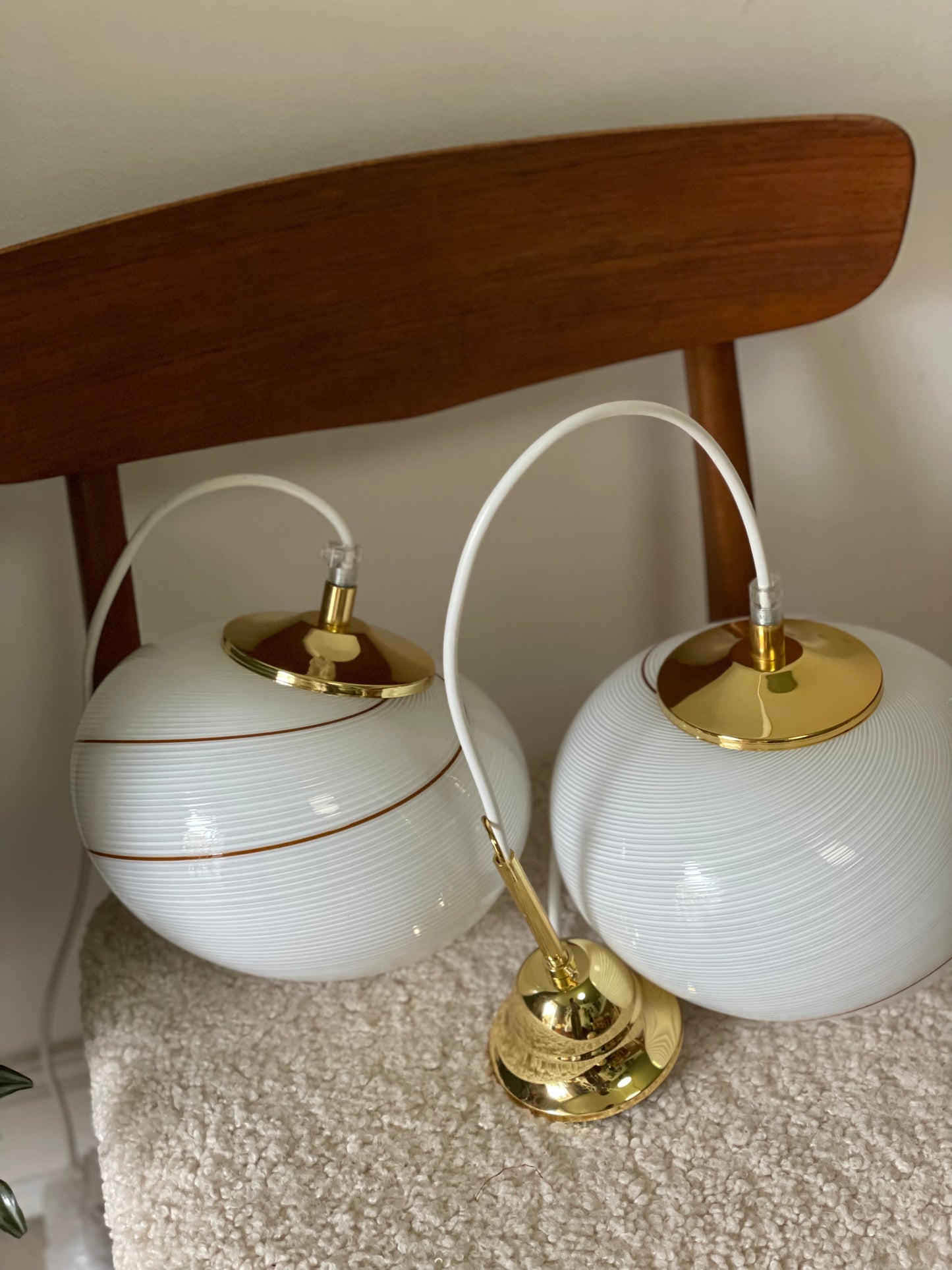 Vintage Murano pendel med karamel swirl 25cm