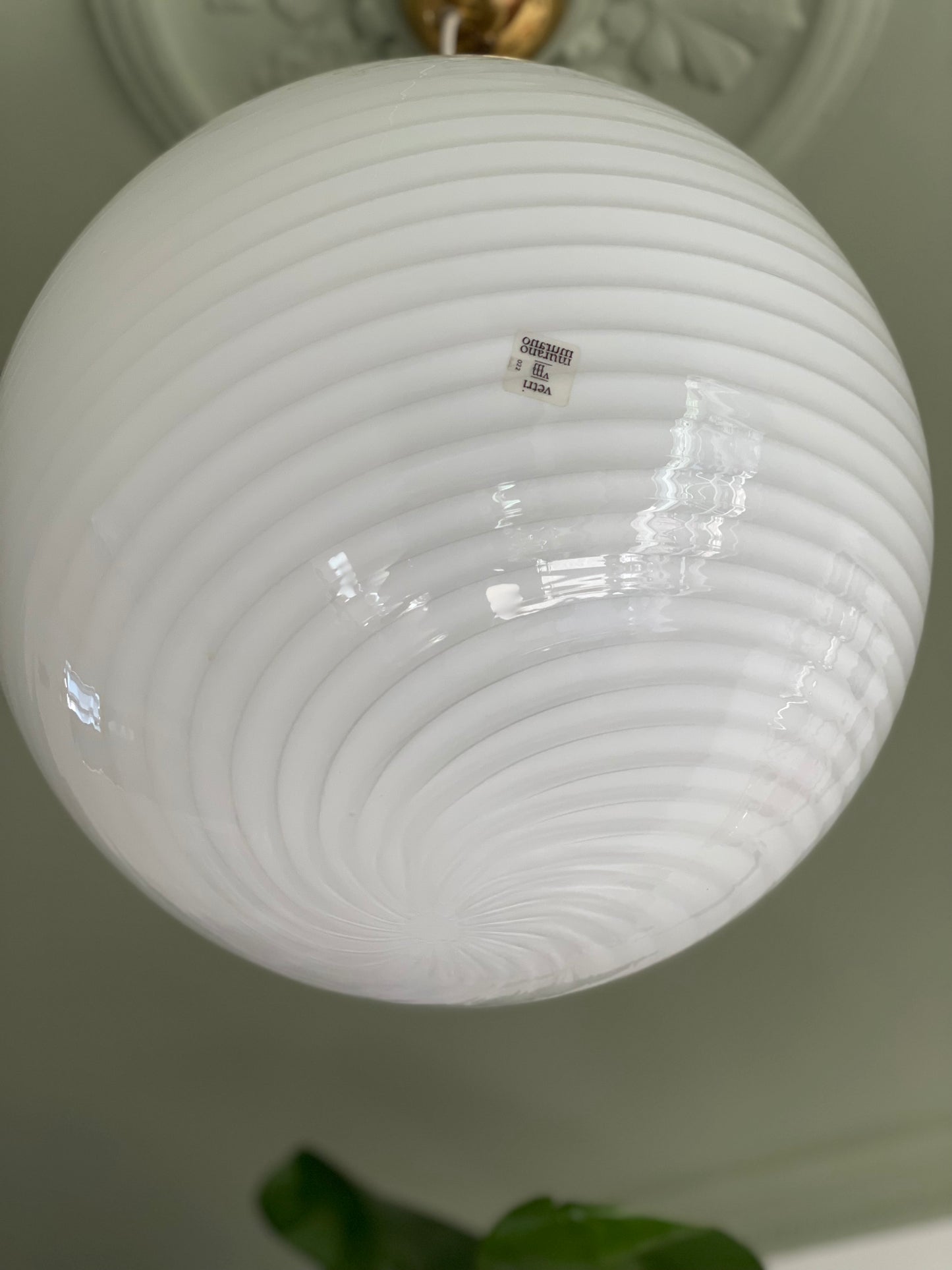 Vintage Vetri Murano loftlampe 40cm hvid swirl