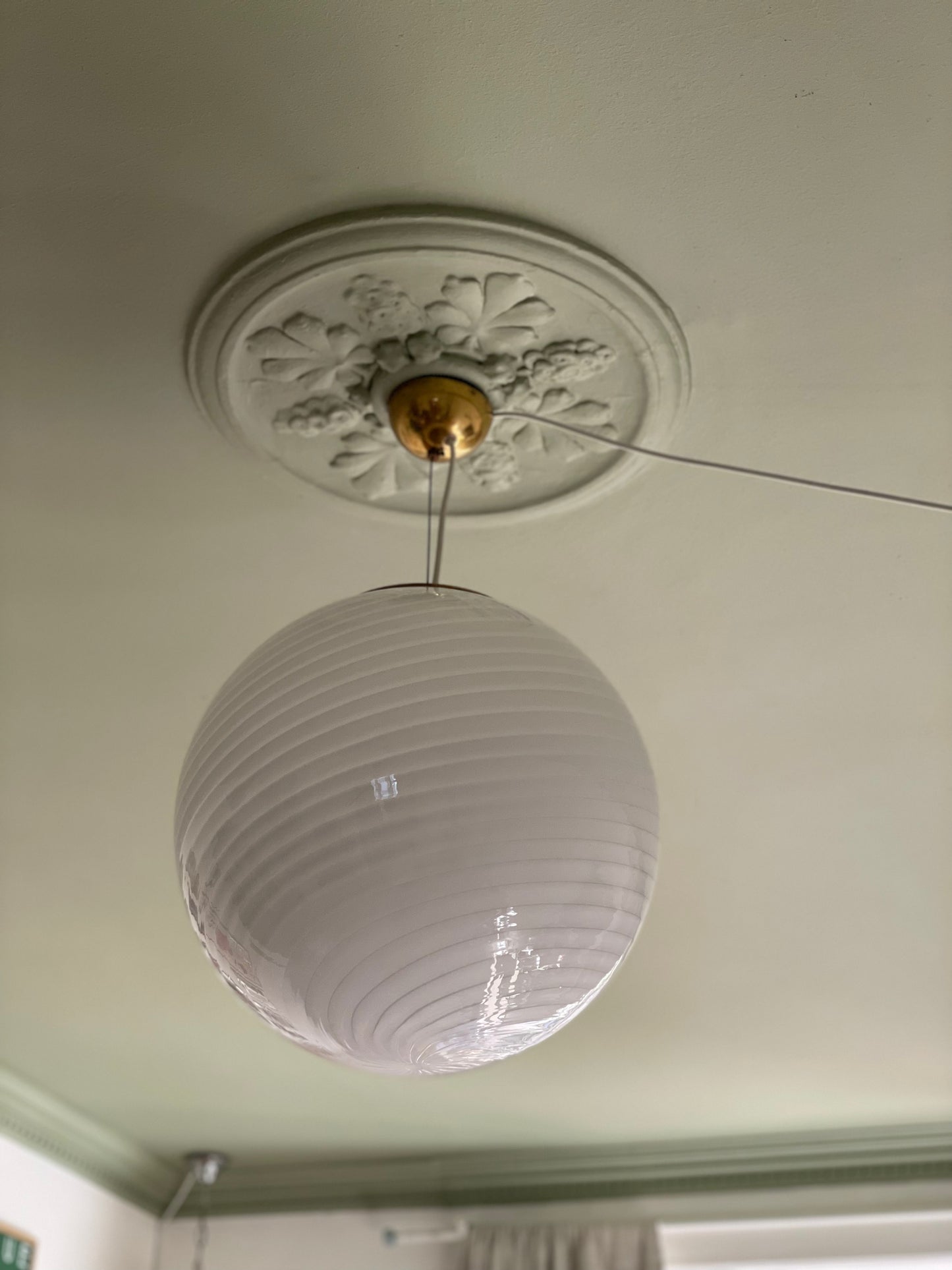 Vintage Vetri Murano loftlampe 40cm hvid swirl