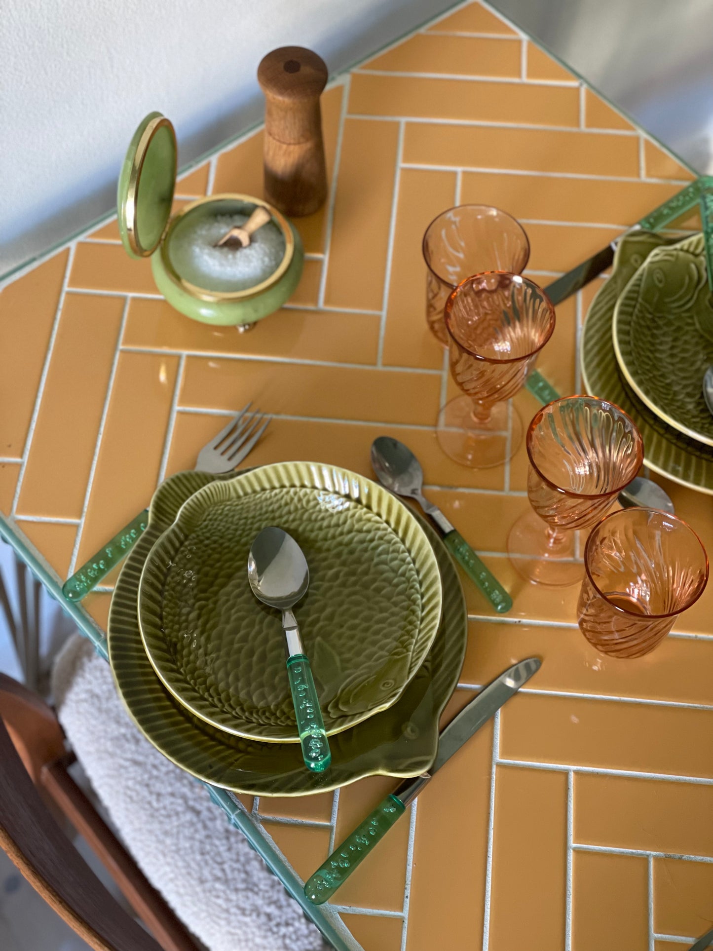 Deep brown Sarreguemines fish plates