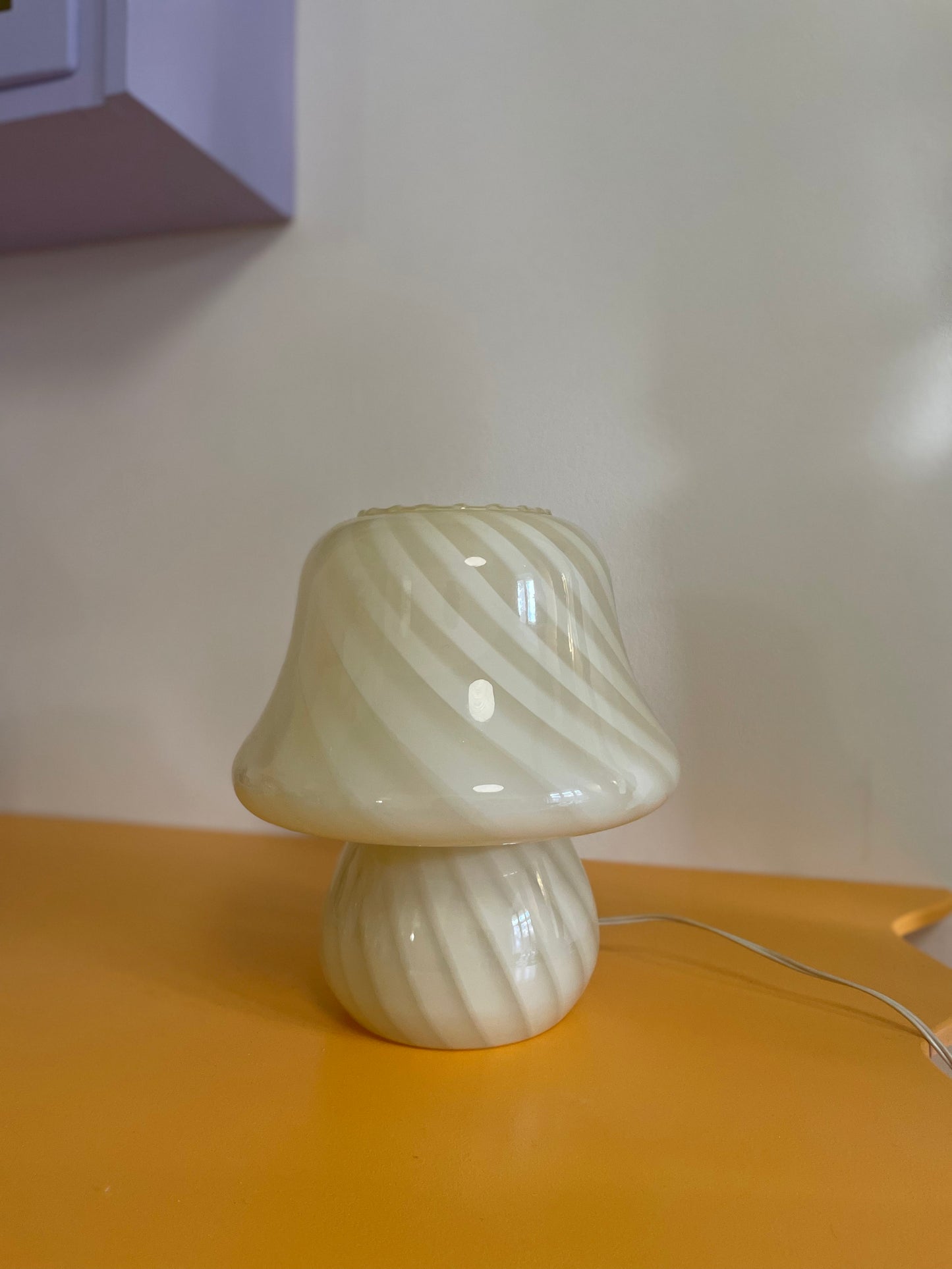 Vintage Murano yellow mushroom table lamp