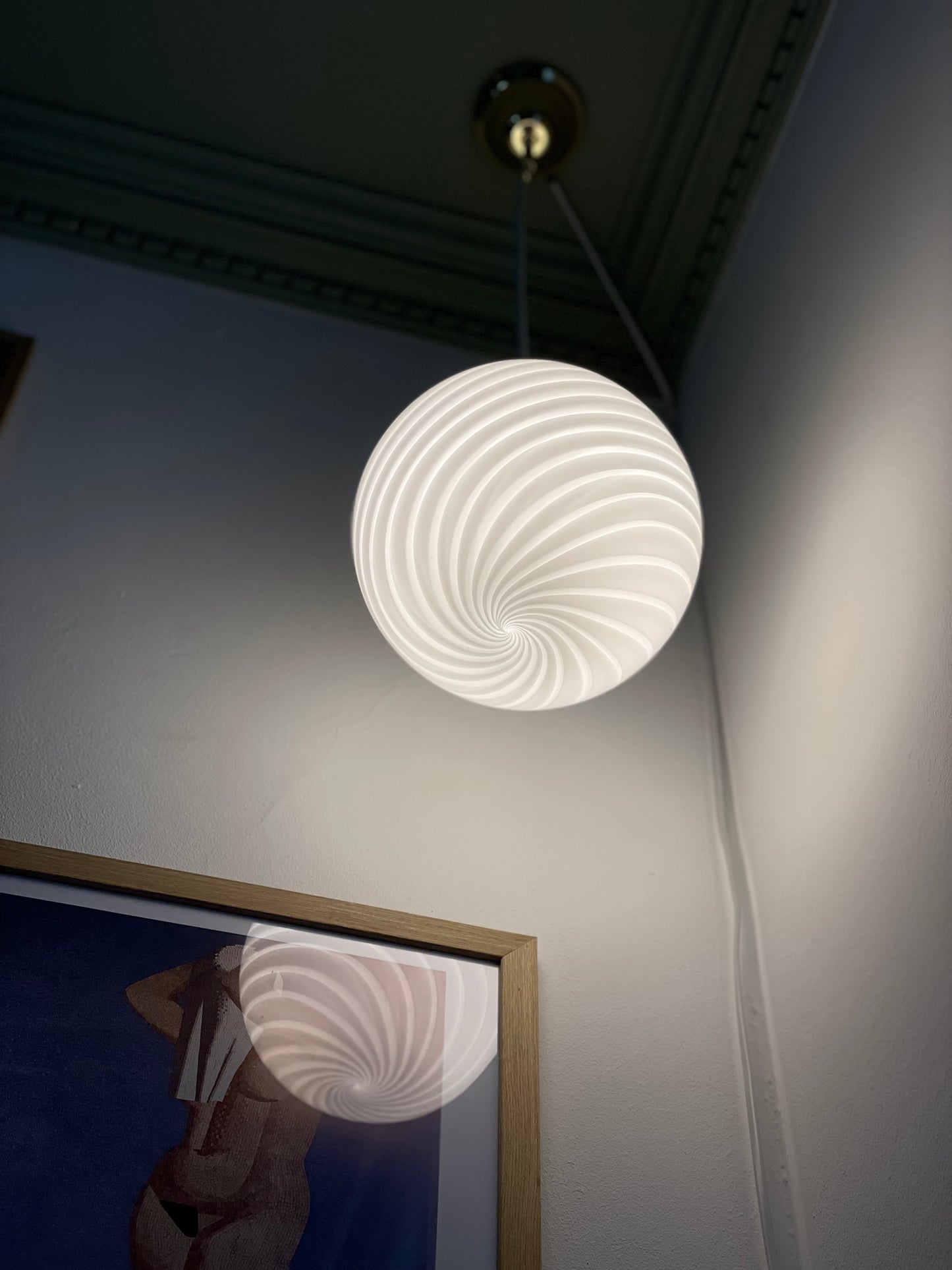 Hvid vintage Murano pendel 25cm