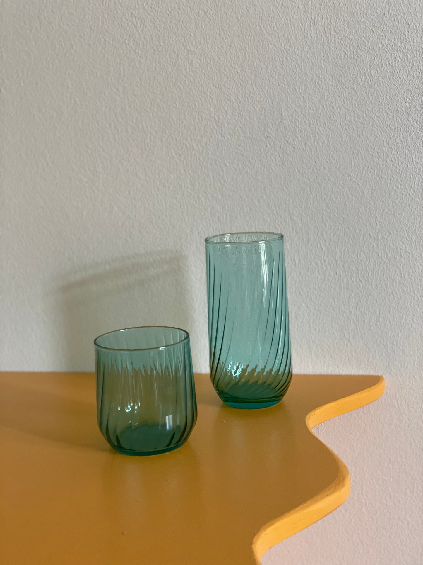 Green swirl glasses
