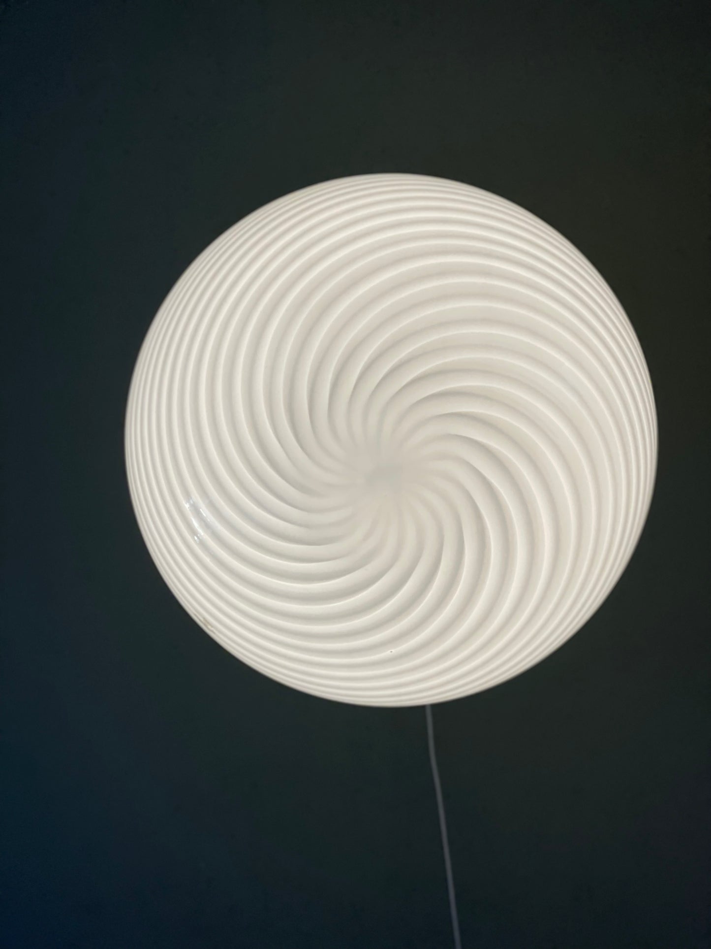 Vintage Vetri Murano loftlampe 40cm hvid swirl