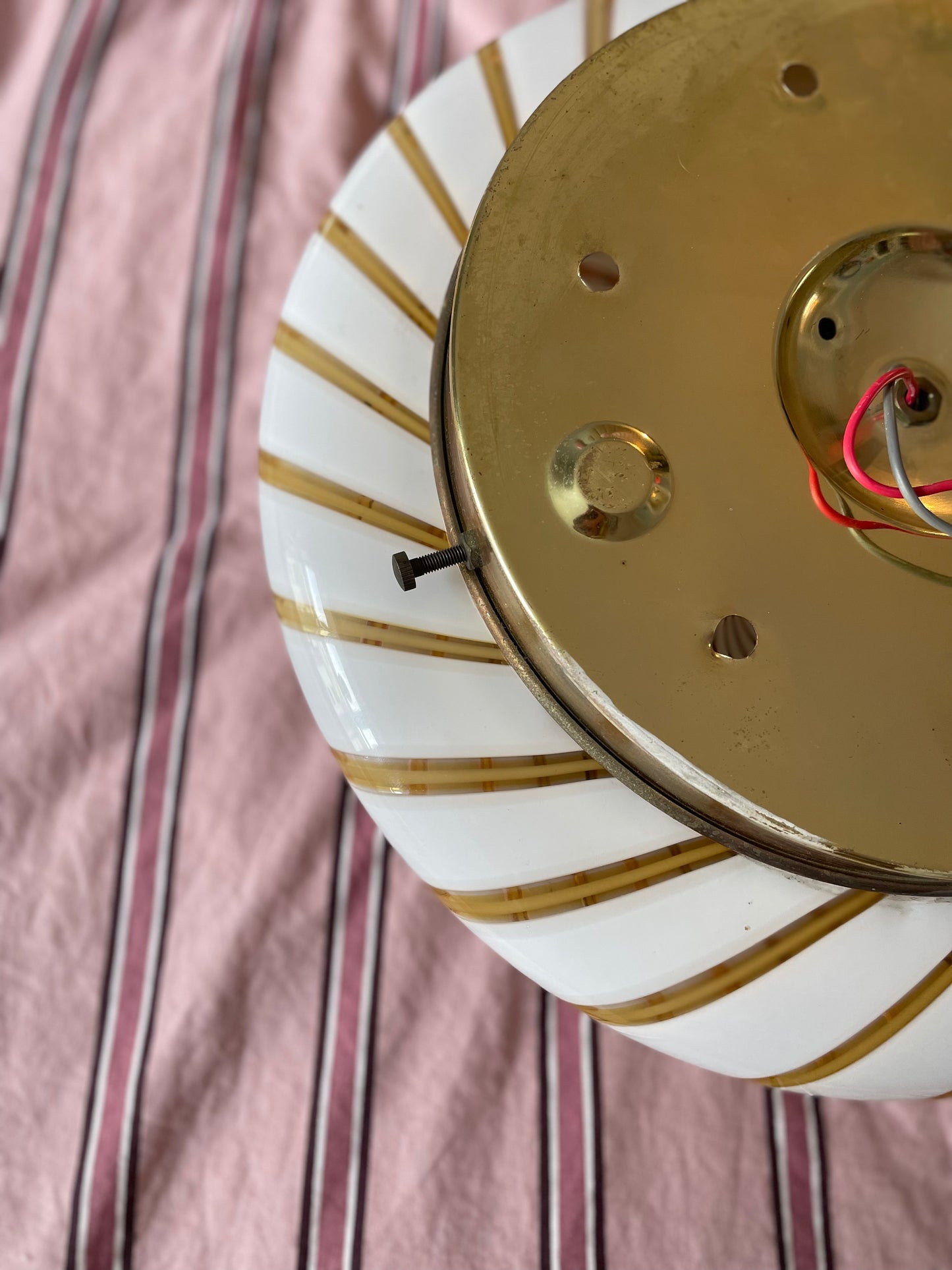 Yellow striped vintage Murano wall lamp 39cm
